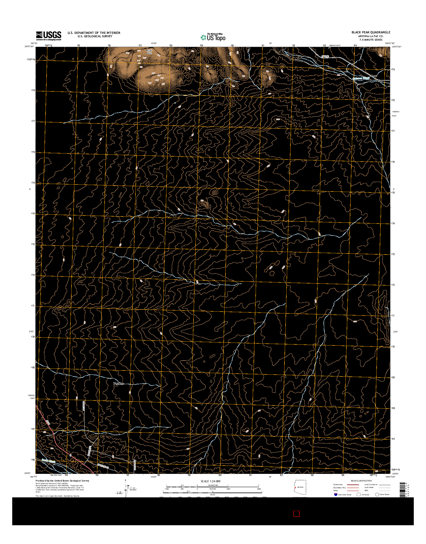 USGS US TOPO 7.5-MINUTE MAP FOR BLACK PEAK, AZ 2014