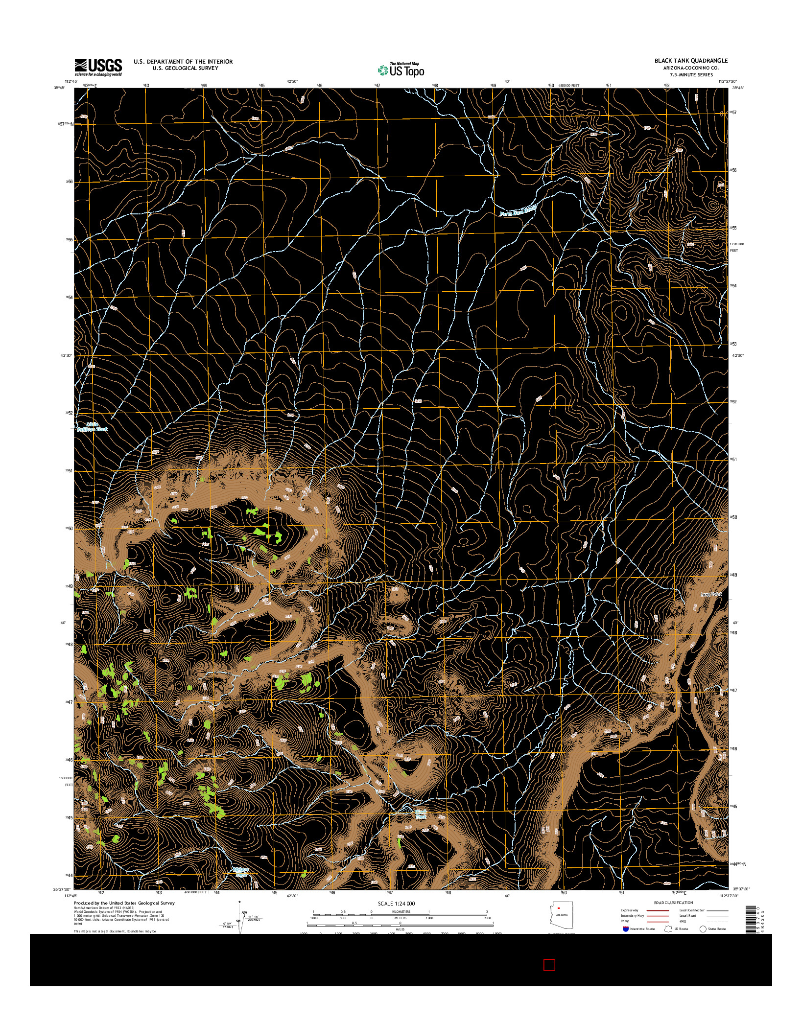 USGS US TOPO 7.5-MINUTE MAP FOR BLACK TANK, AZ 2014