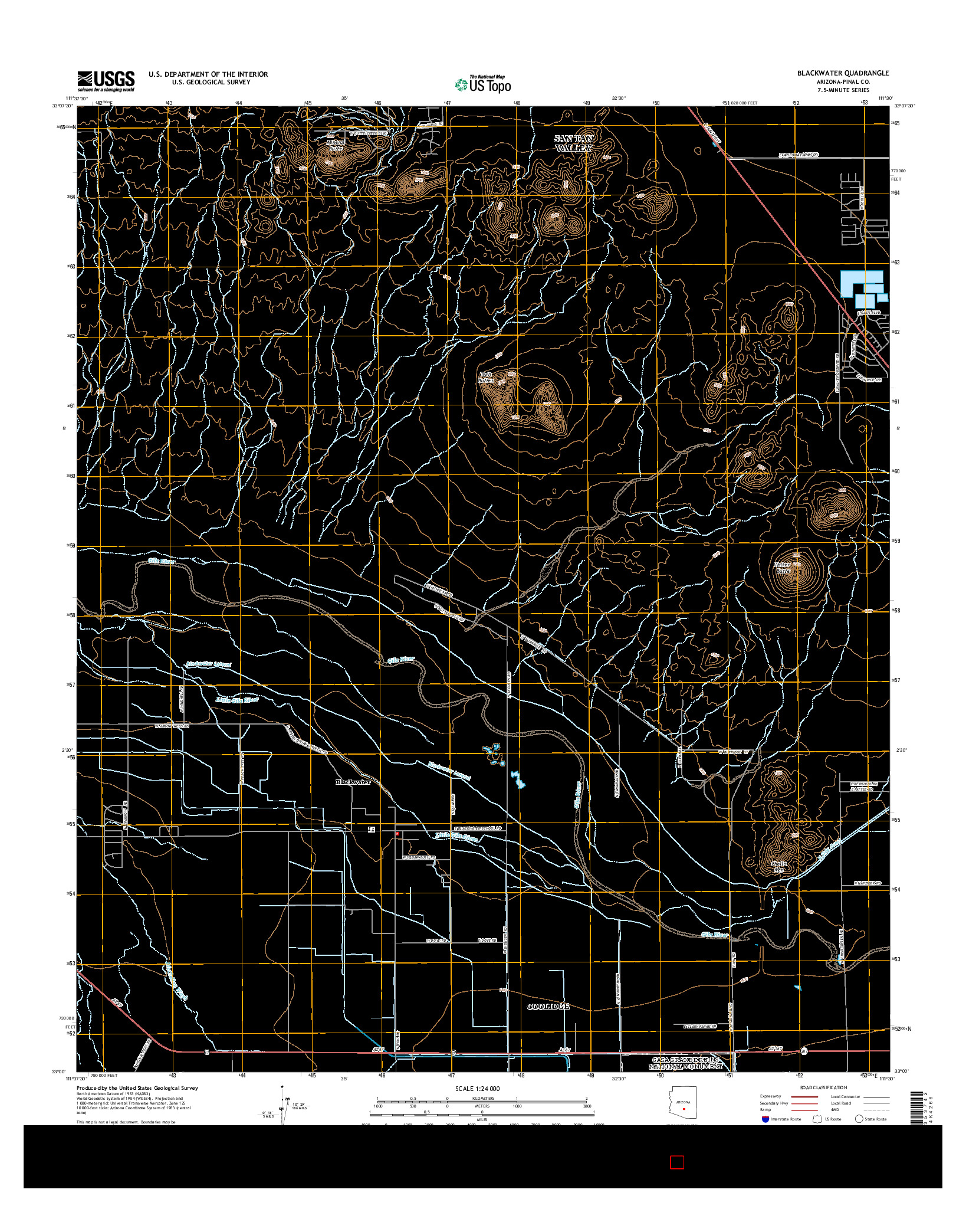 USGS US TOPO 7.5-MINUTE MAP FOR BLACKWATER, AZ 2014