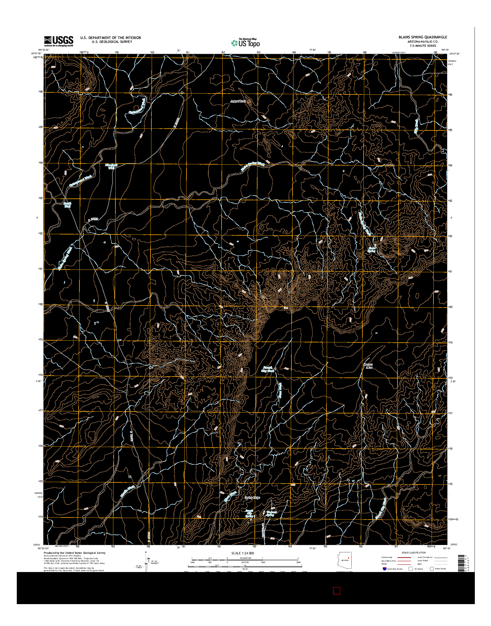 USGS US TOPO 7.5-MINUTE MAP FOR BLAIRS SPRING, AZ 2014