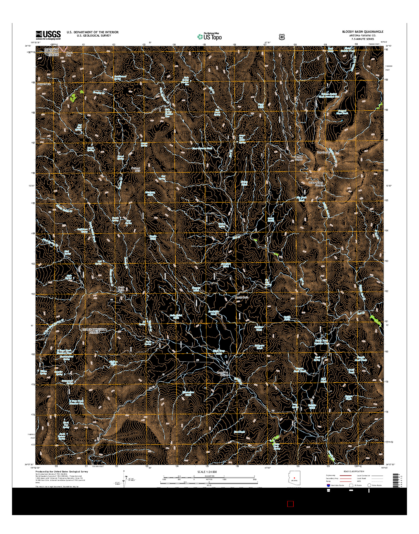 USGS US TOPO 7.5-MINUTE MAP FOR BLOODY BASIN, AZ 2014