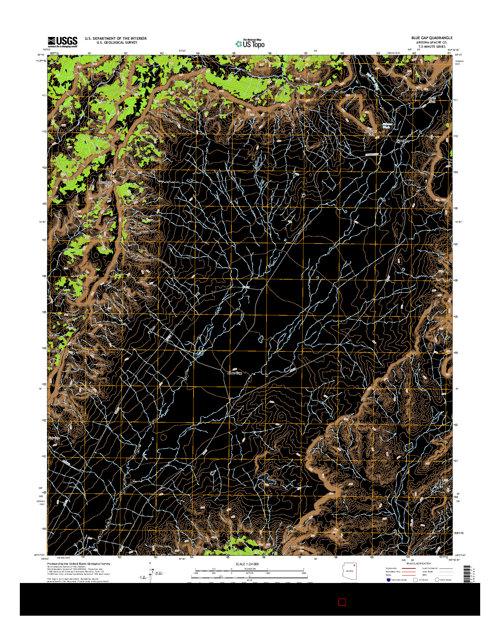 USGS US TOPO 7.5-MINUTE MAP FOR BLUE GAP, AZ 2014