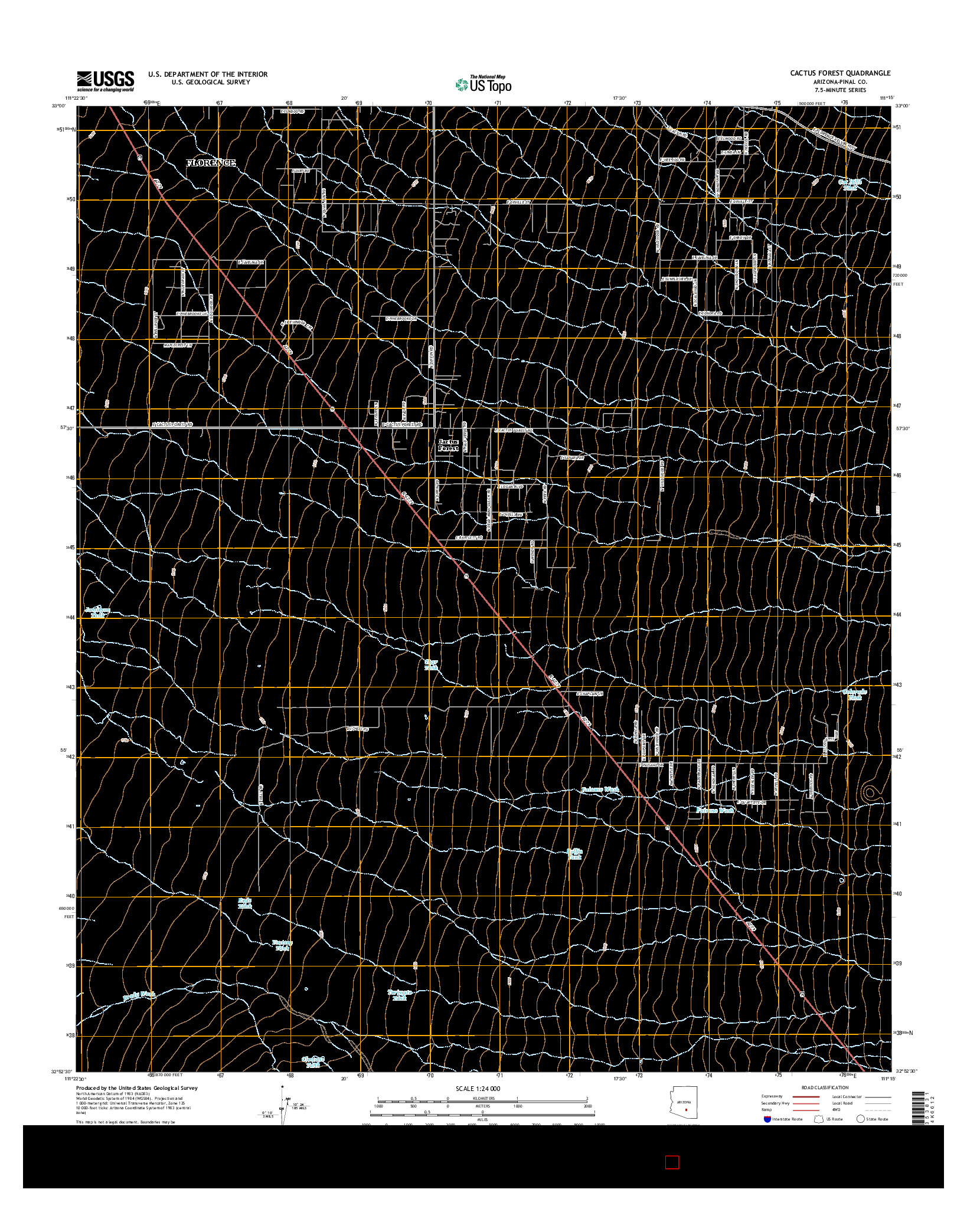 USGS US TOPO 7.5-MINUTE MAP FOR CACTUS FOREST, AZ 2014