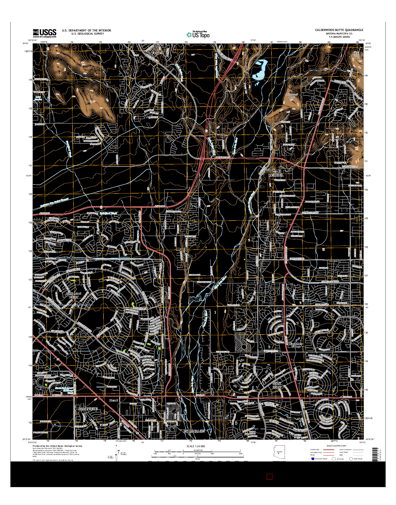 USGS US TOPO 7.5-MINUTE MAP FOR CALDERWOOD BUTTE, AZ 2014