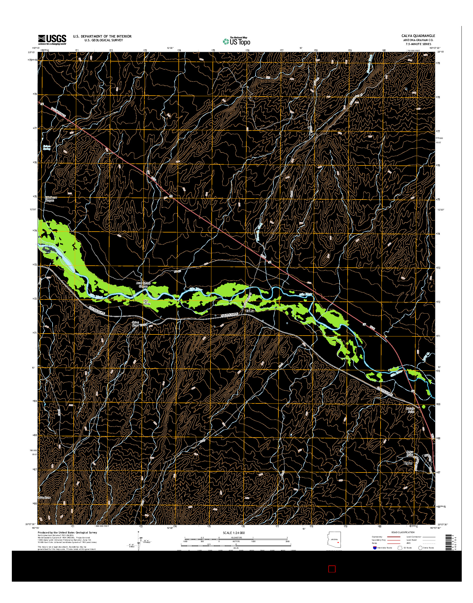 USGS US TOPO 7.5-MINUTE MAP FOR CALVA, AZ 2014