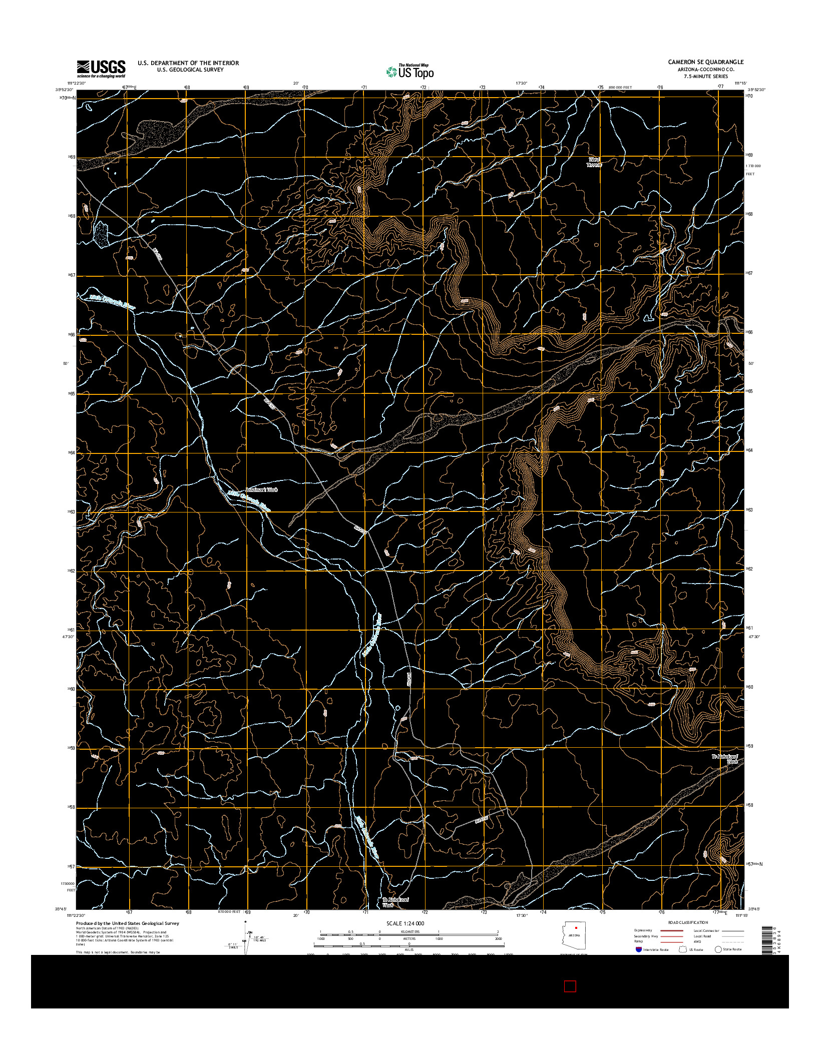USGS US TOPO 7.5-MINUTE MAP FOR CAMERON SE, AZ 2014