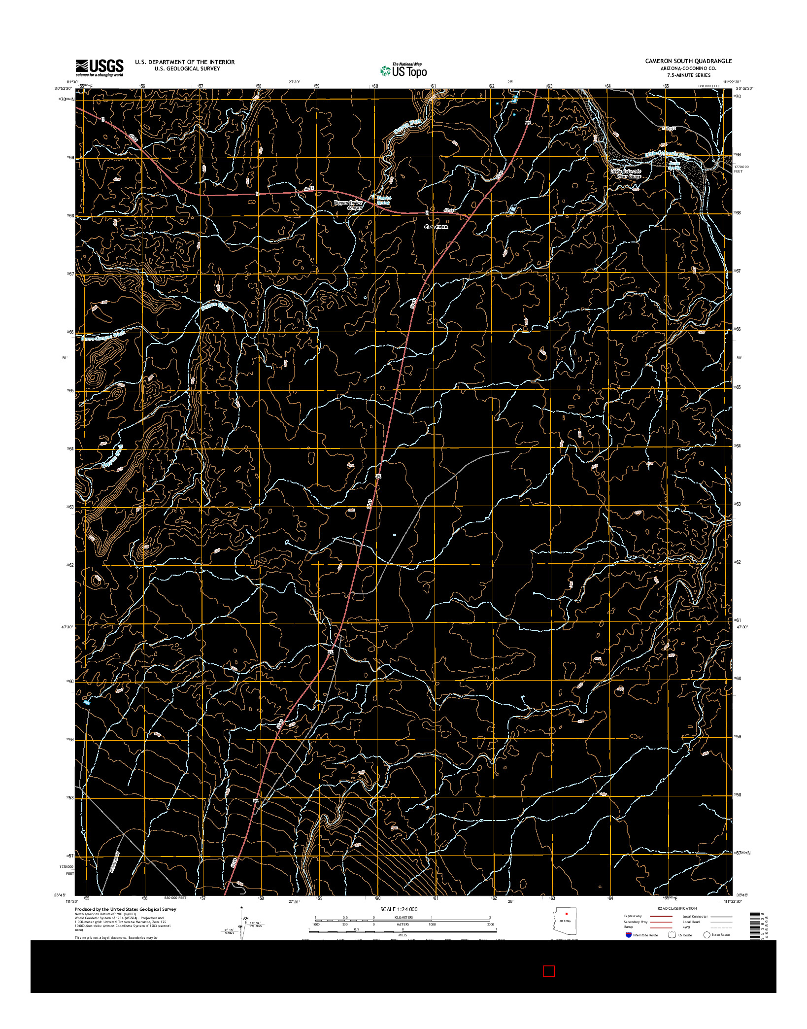 USGS US TOPO 7.5-MINUTE MAP FOR CAMERON SOUTH, AZ 2014