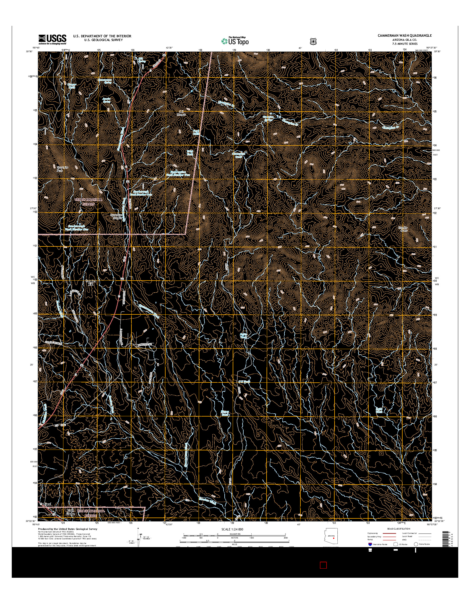 USGS US TOPO 7.5-MINUTE MAP FOR CAMMERMAN WASH, AZ 2014