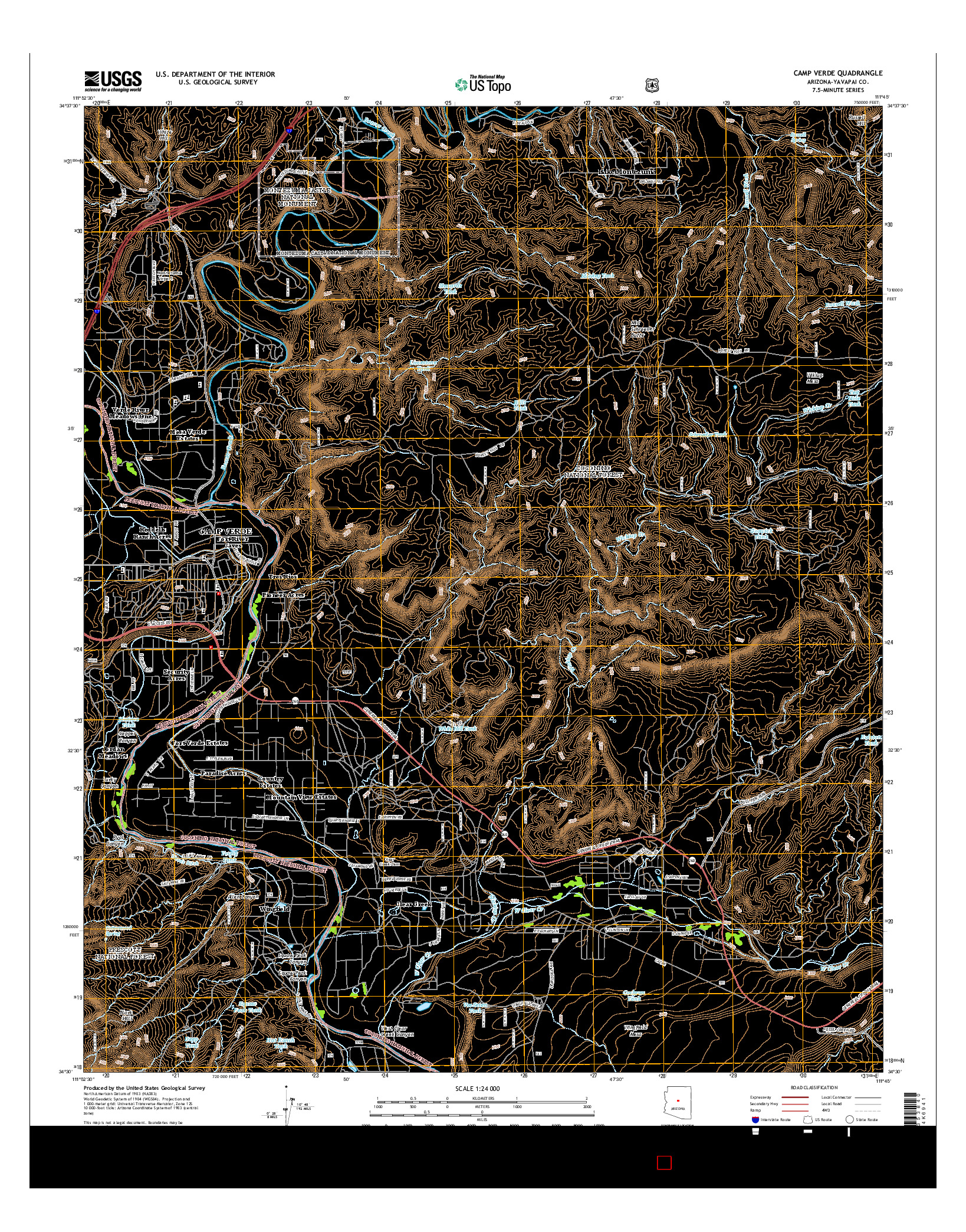 USGS US TOPO 7.5-MINUTE MAP FOR CAMP VERDE, AZ 2014