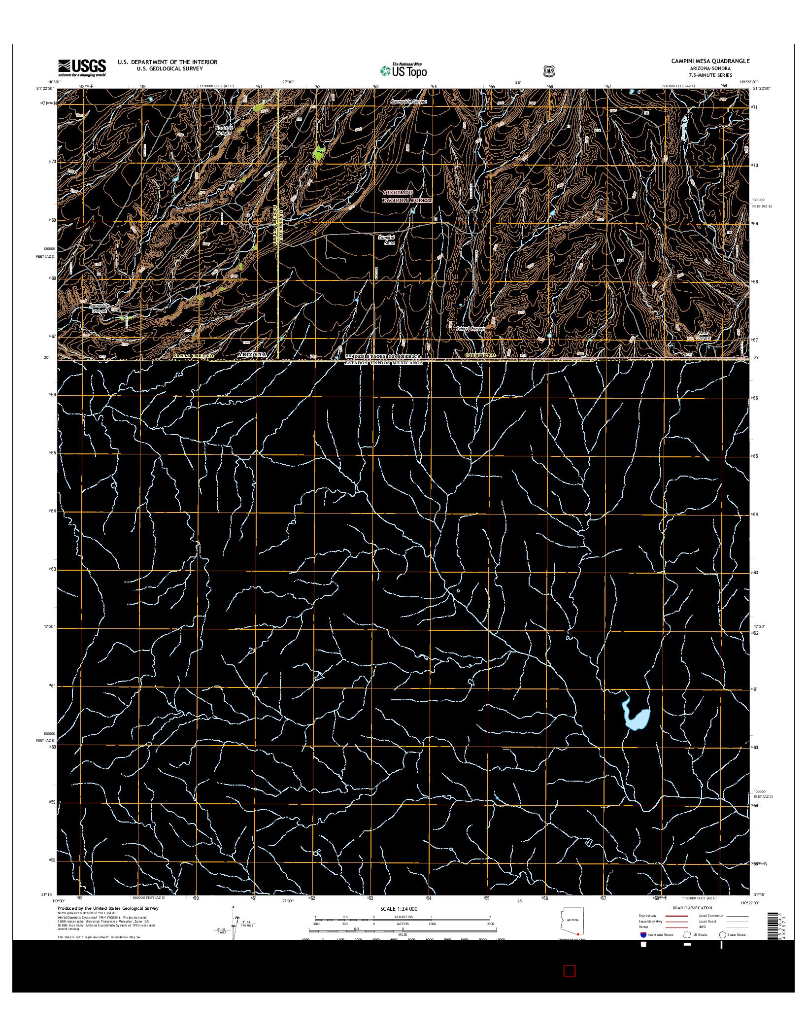 USGS US TOPO 7.5-MINUTE MAP FOR CAMPINI MESA, AZ-SON 2014