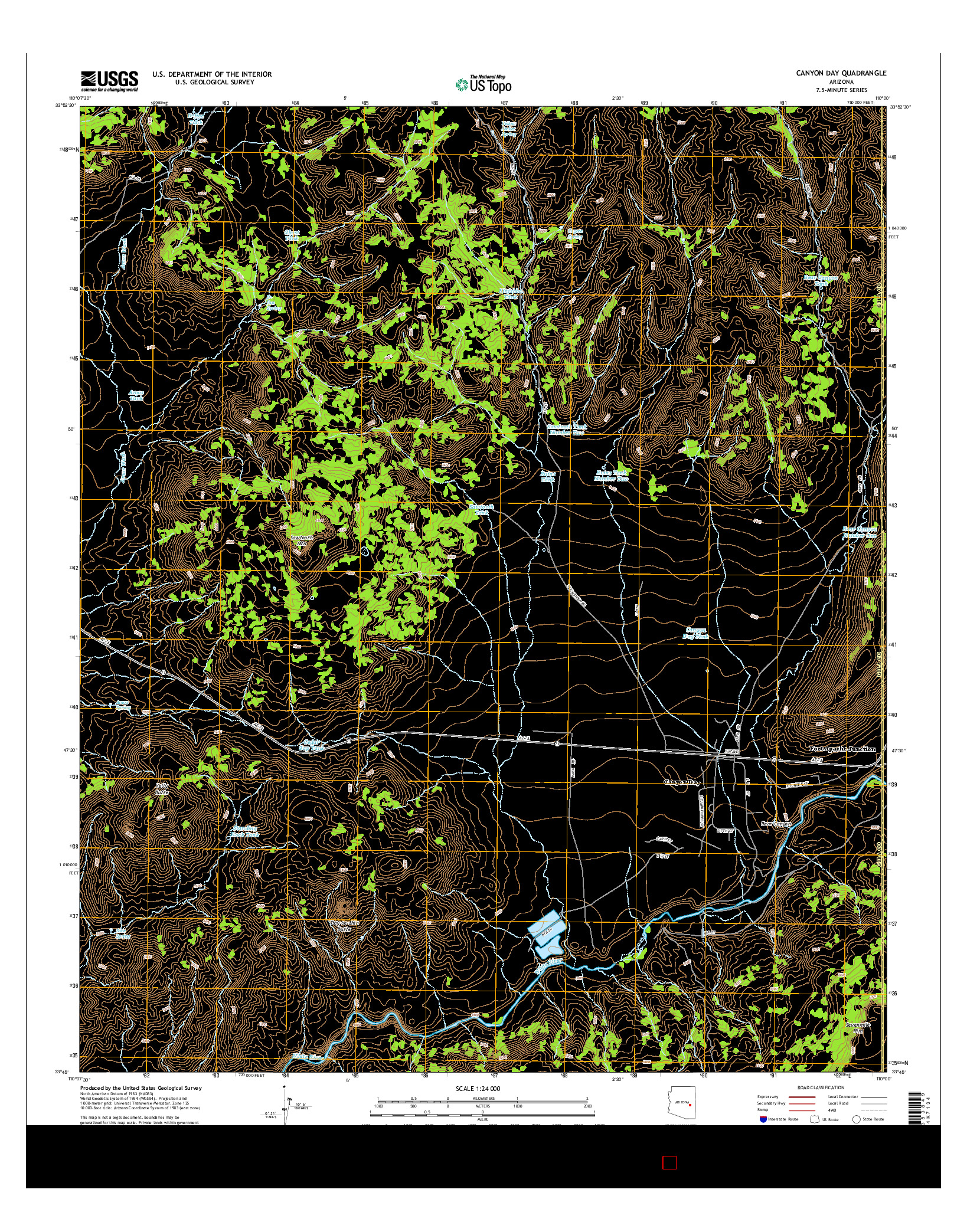 USGS US TOPO 7.5-MINUTE MAP FOR CANYON DAY, AZ 2014