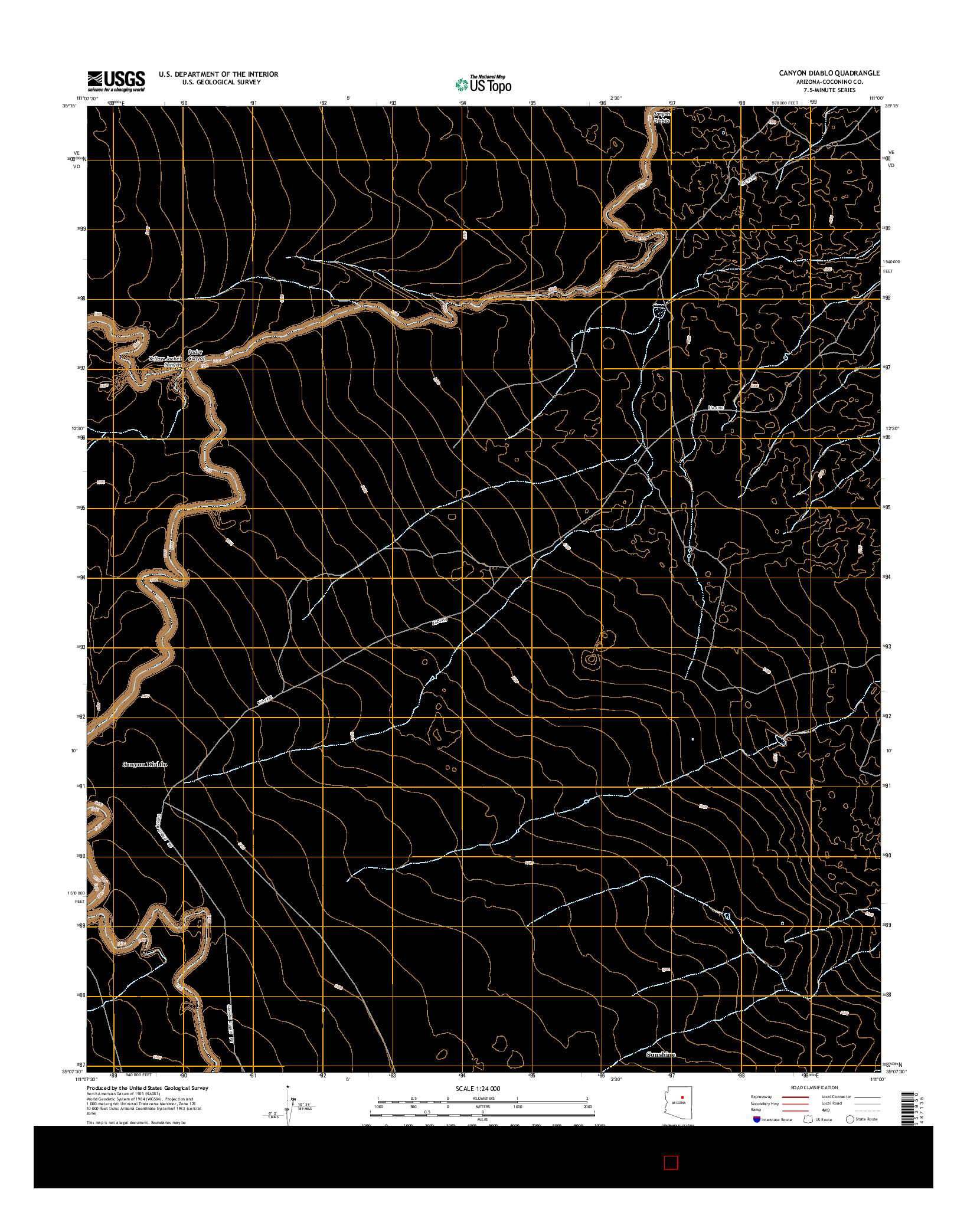 USGS US TOPO 7.5-MINUTE MAP FOR CANYON DIABLO, AZ 2014