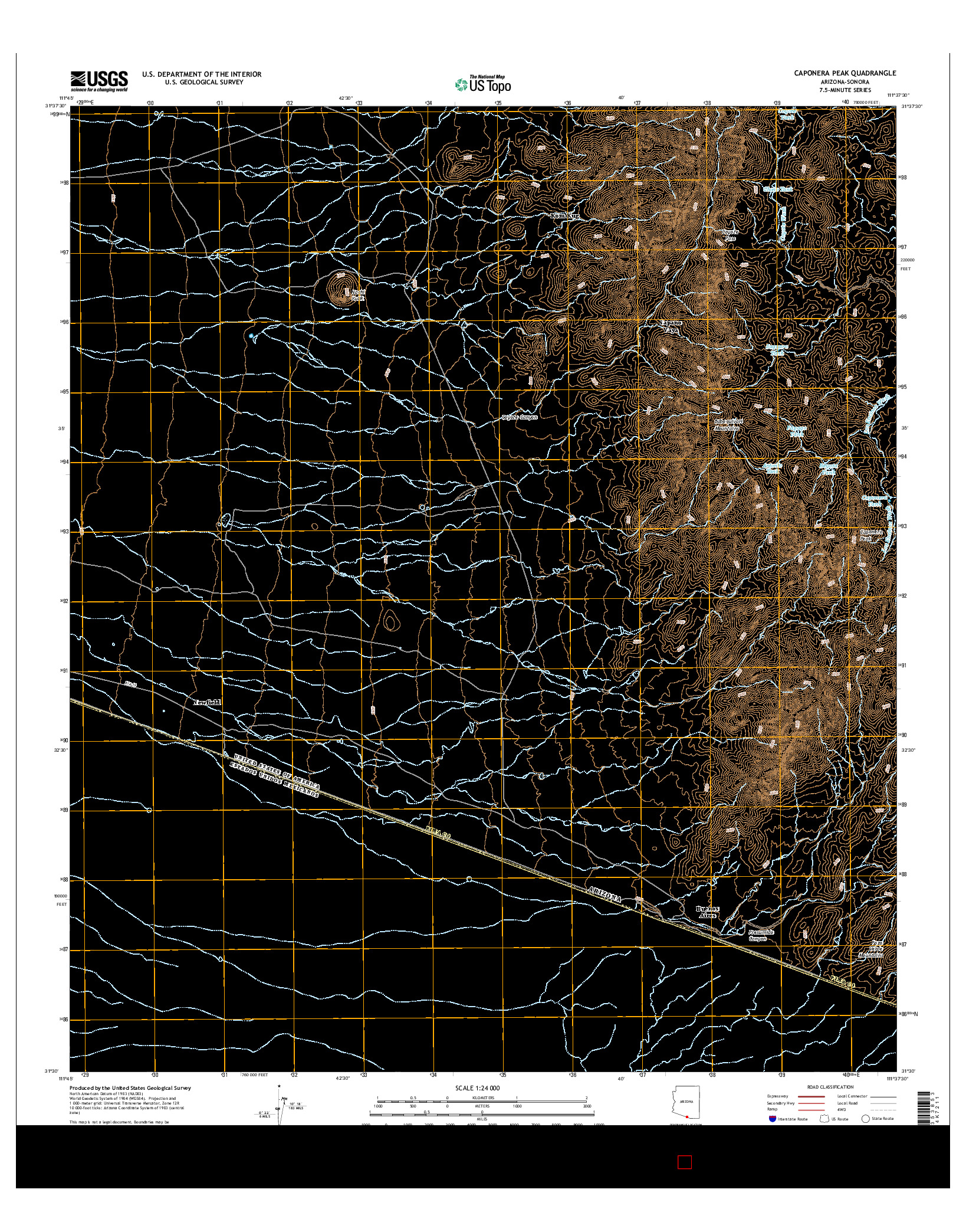 USGS US TOPO 7.5-MINUTE MAP FOR CAPONERA PEAK, AZ-SON 2014