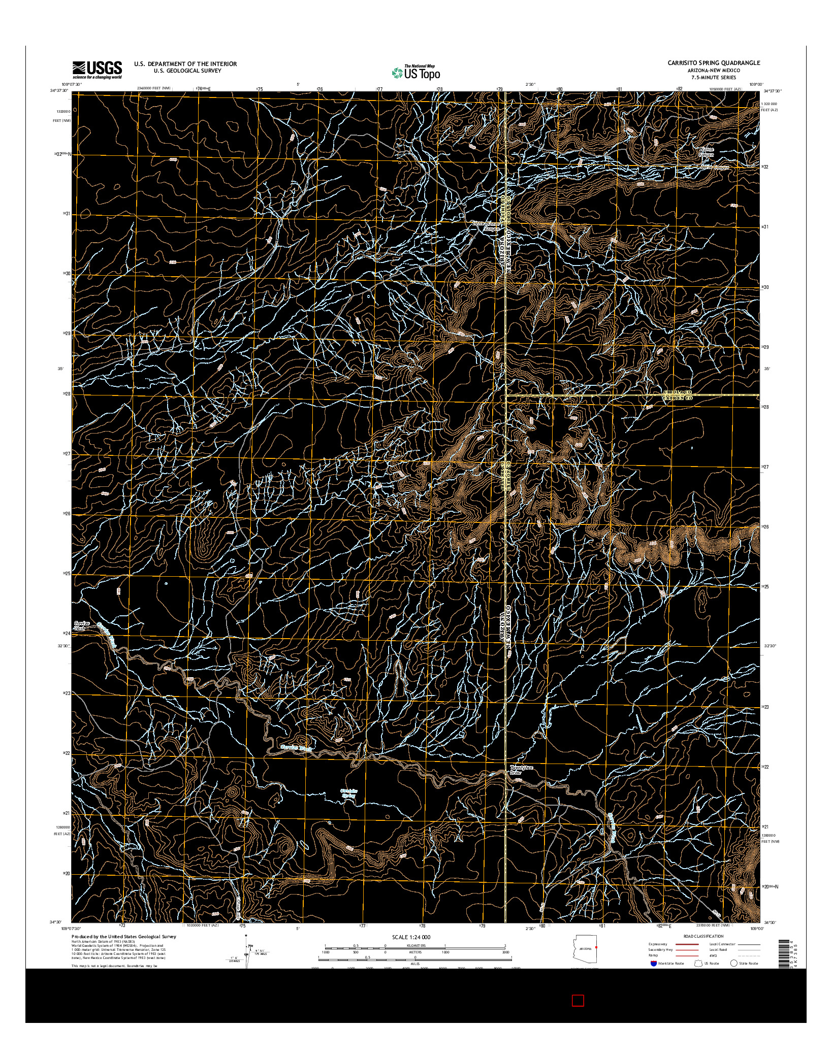 USGS US TOPO 7.5-MINUTE MAP FOR CARRISITO SPRING, AZ-NM 2014