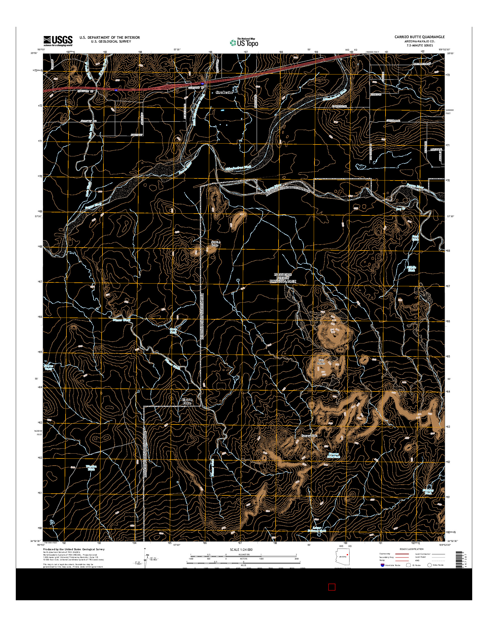 USGS US TOPO 7.5-MINUTE MAP FOR CARRIZO BUTTE, AZ 2014