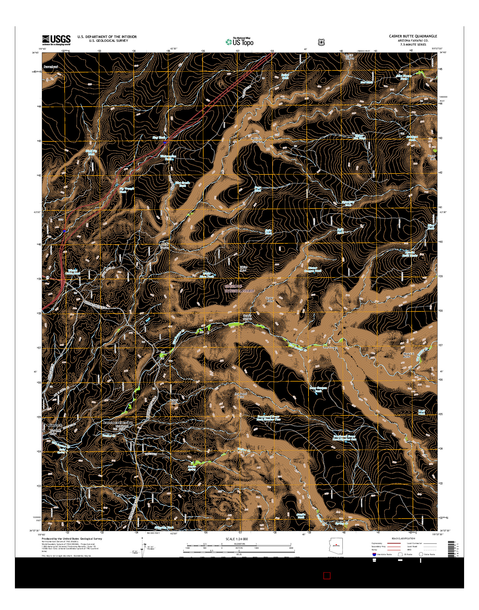 USGS US TOPO 7.5-MINUTE MAP FOR CASNER BUTTE, AZ 2014