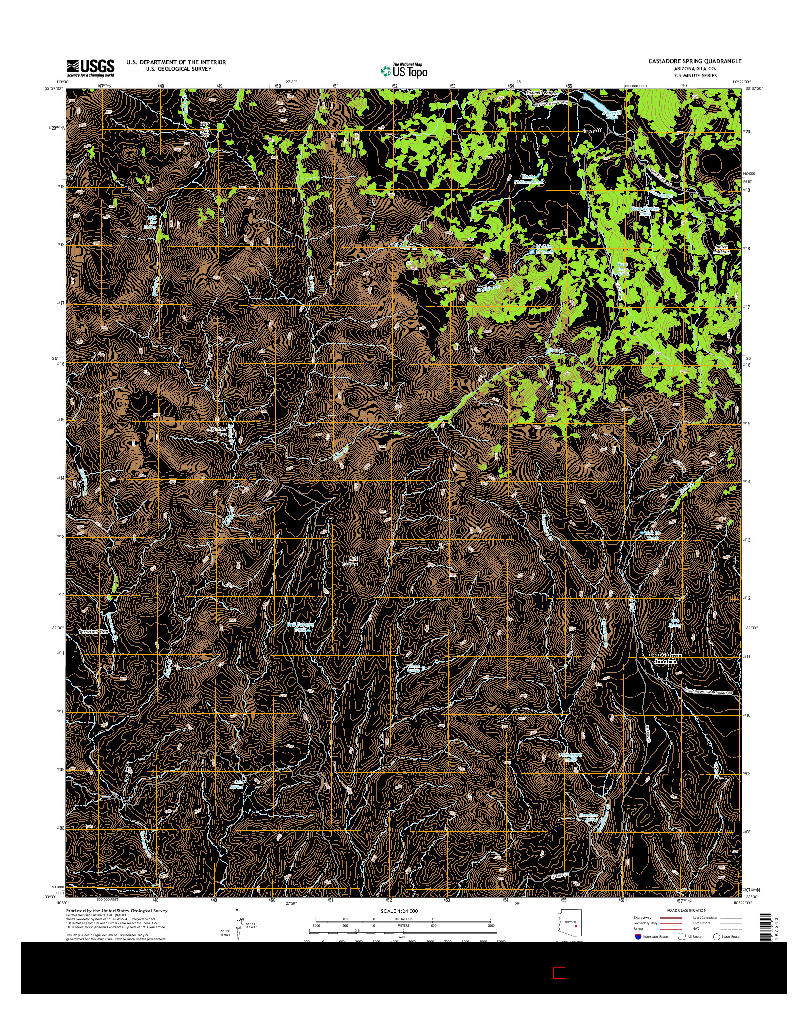 USGS US TOPO 7.5-MINUTE MAP FOR CASSADORE SPRING, AZ 2014