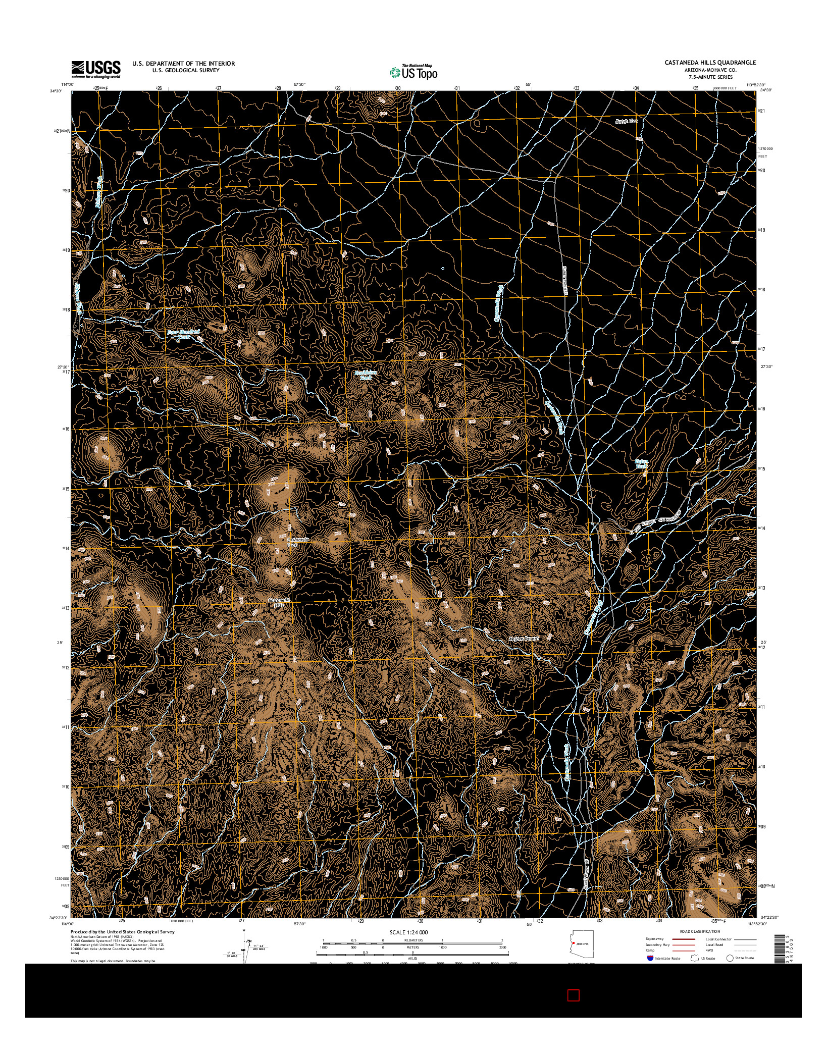 USGS US TOPO 7.5-MINUTE MAP FOR CASTANEDA HILLS, AZ 2014