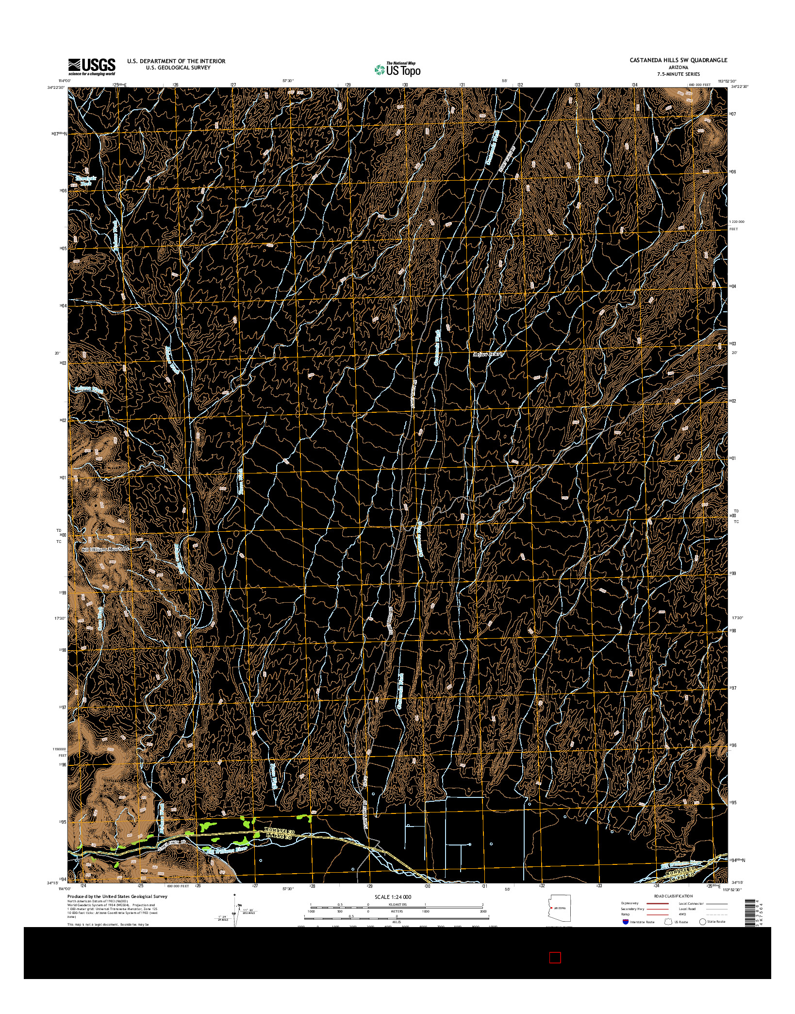 USGS US TOPO 7.5-MINUTE MAP FOR CASTANEDA HILLS SW, AZ 2014