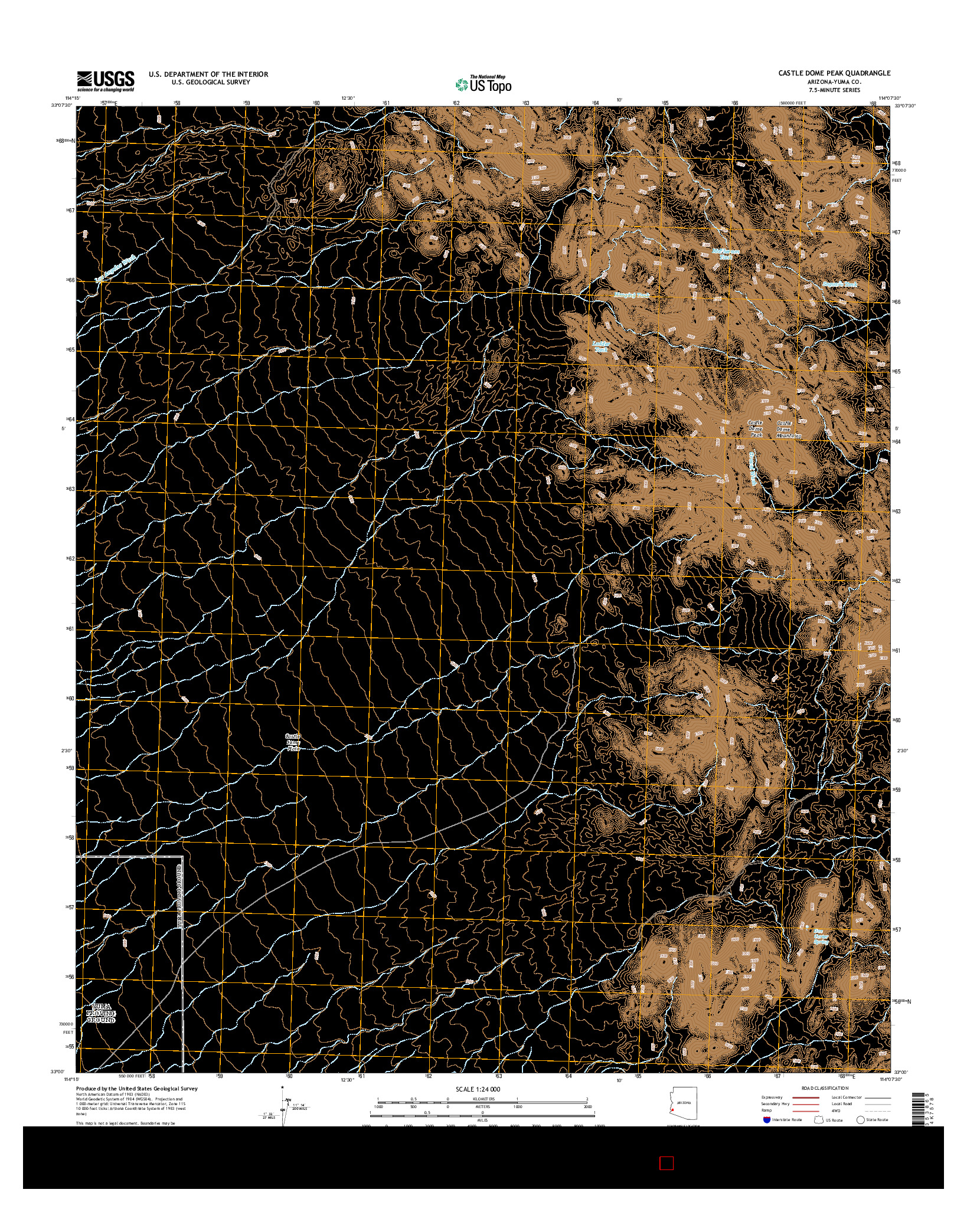 USGS US TOPO 7.5-MINUTE MAP FOR CASTLE DOME PEAK, AZ 2014