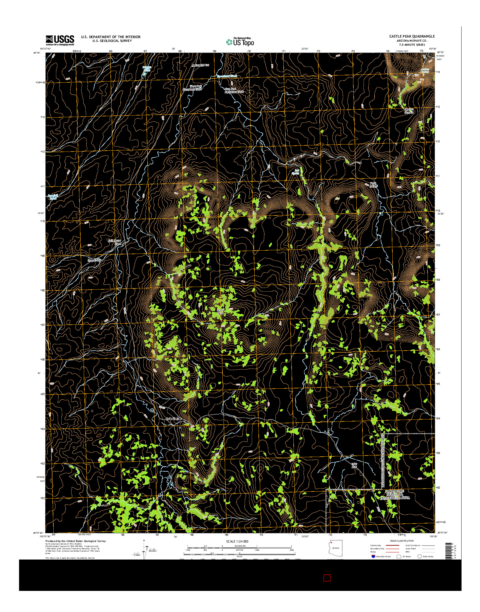 USGS US TOPO 7.5-MINUTE MAP FOR CASTLE PEAK, AZ 2014