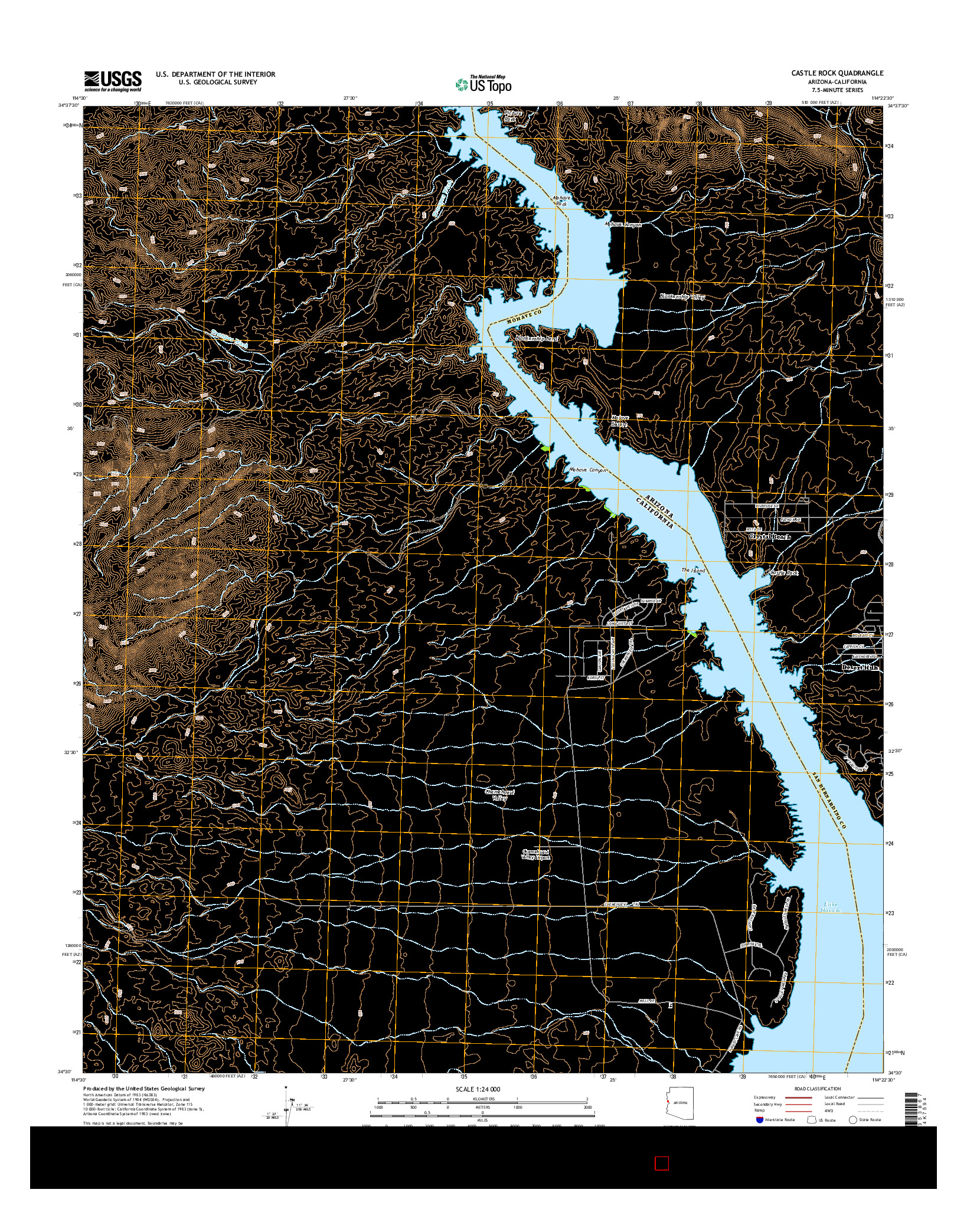 USGS US TOPO 7.5-MINUTE MAP FOR CASTLE ROCK, AZ-CA 2014