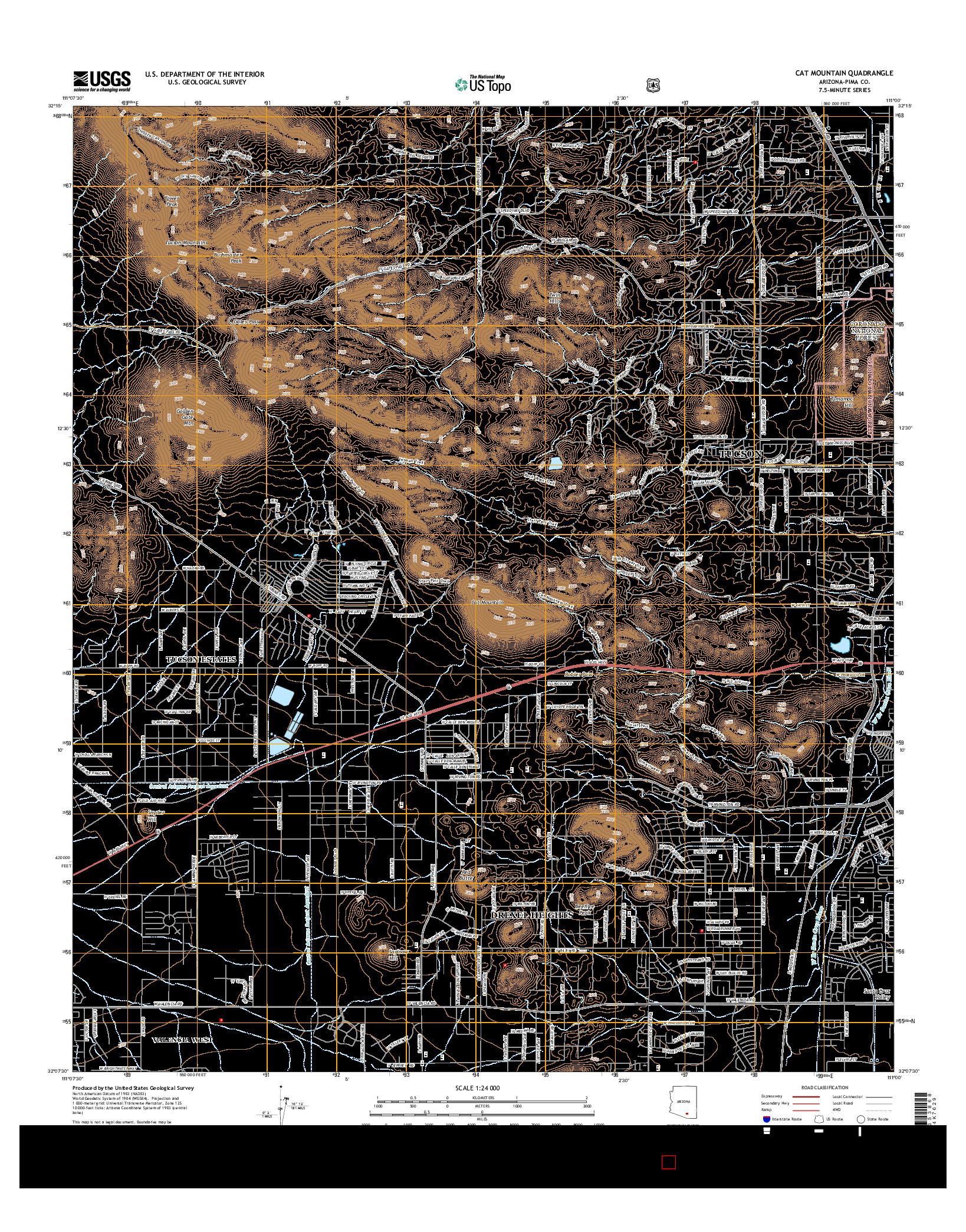 USGS US TOPO 7.5-MINUTE MAP FOR CAT MOUNTAIN, AZ 2014