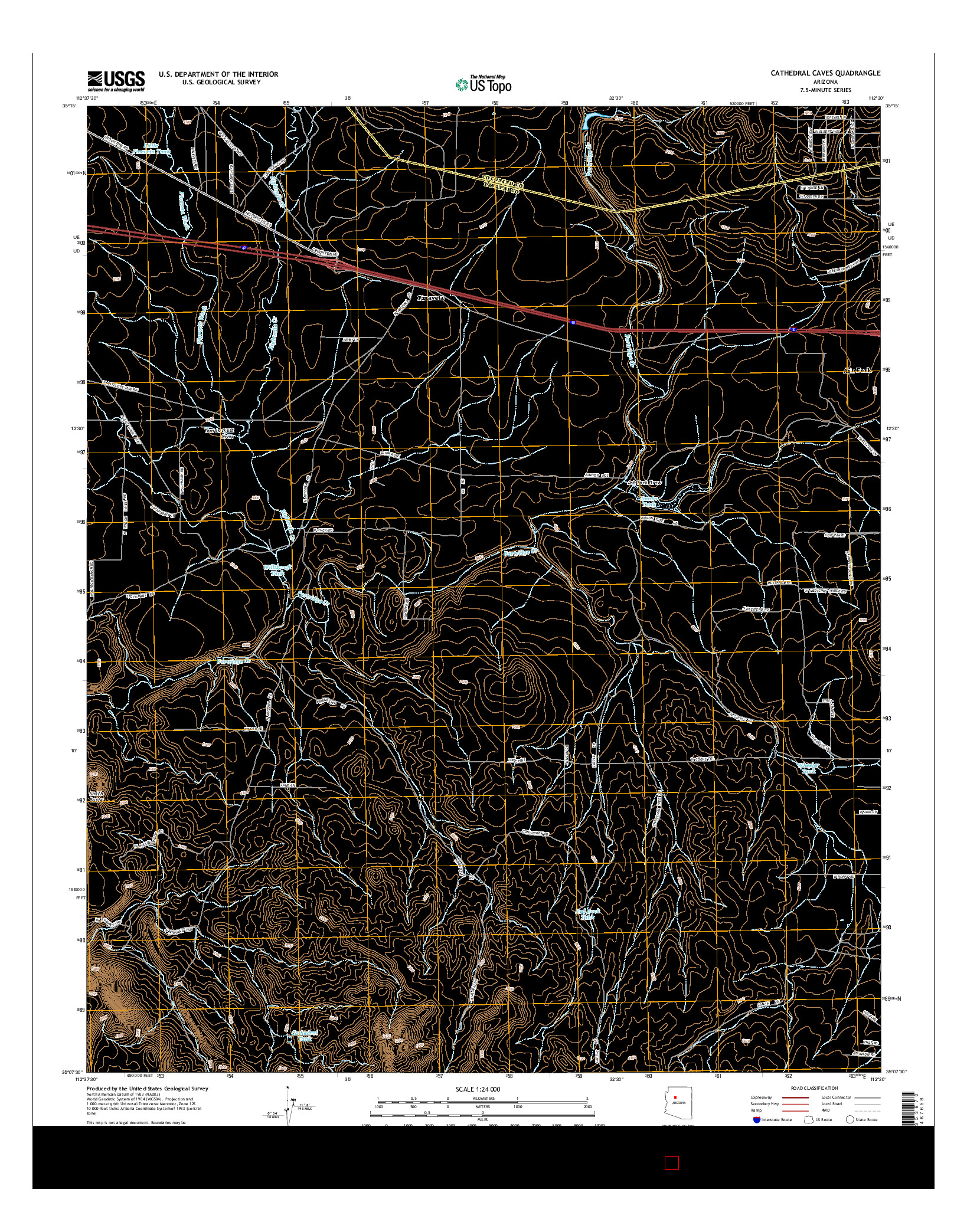 USGS US TOPO 7.5-MINUTE MAP FOR CATHEDRAL CAVES, AZ 2014