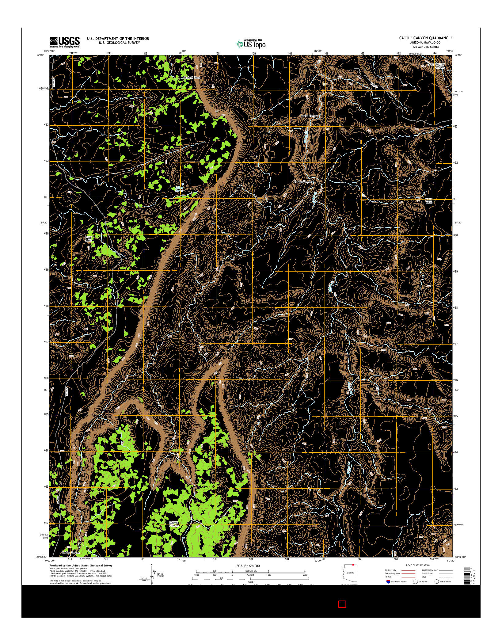 USGS US TOPO 7.5-MINUTE MAP FOR CATTLE CANYON, AZ 2014