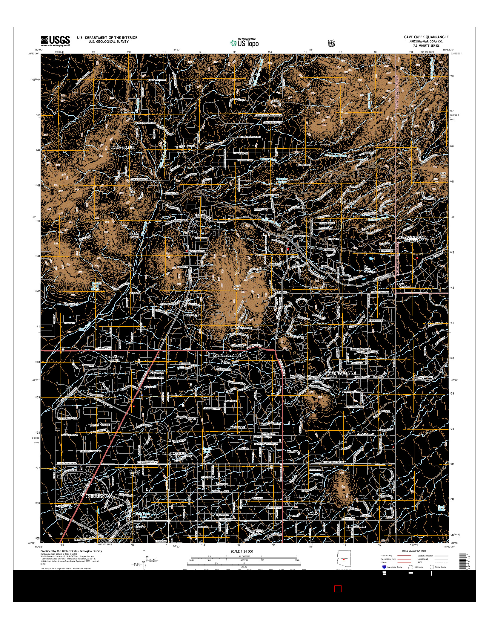 USGS US TOPO 7.5-MINUTE MAP FOR CAVE CREEK, AZ 2014