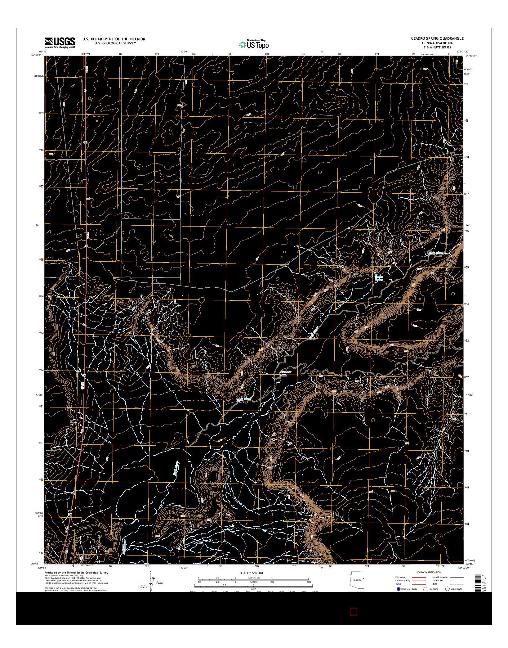 USGS US TOPO 7.5-MINUTE MAP FOR CEADRO SPRING, AZ 2014