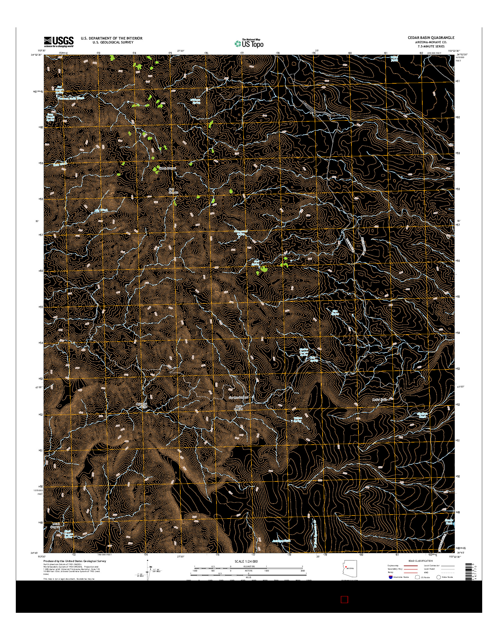 USGS US TOPO 7.5-MINUTE MAP FOR CEDAR BASIN, AZ 2014