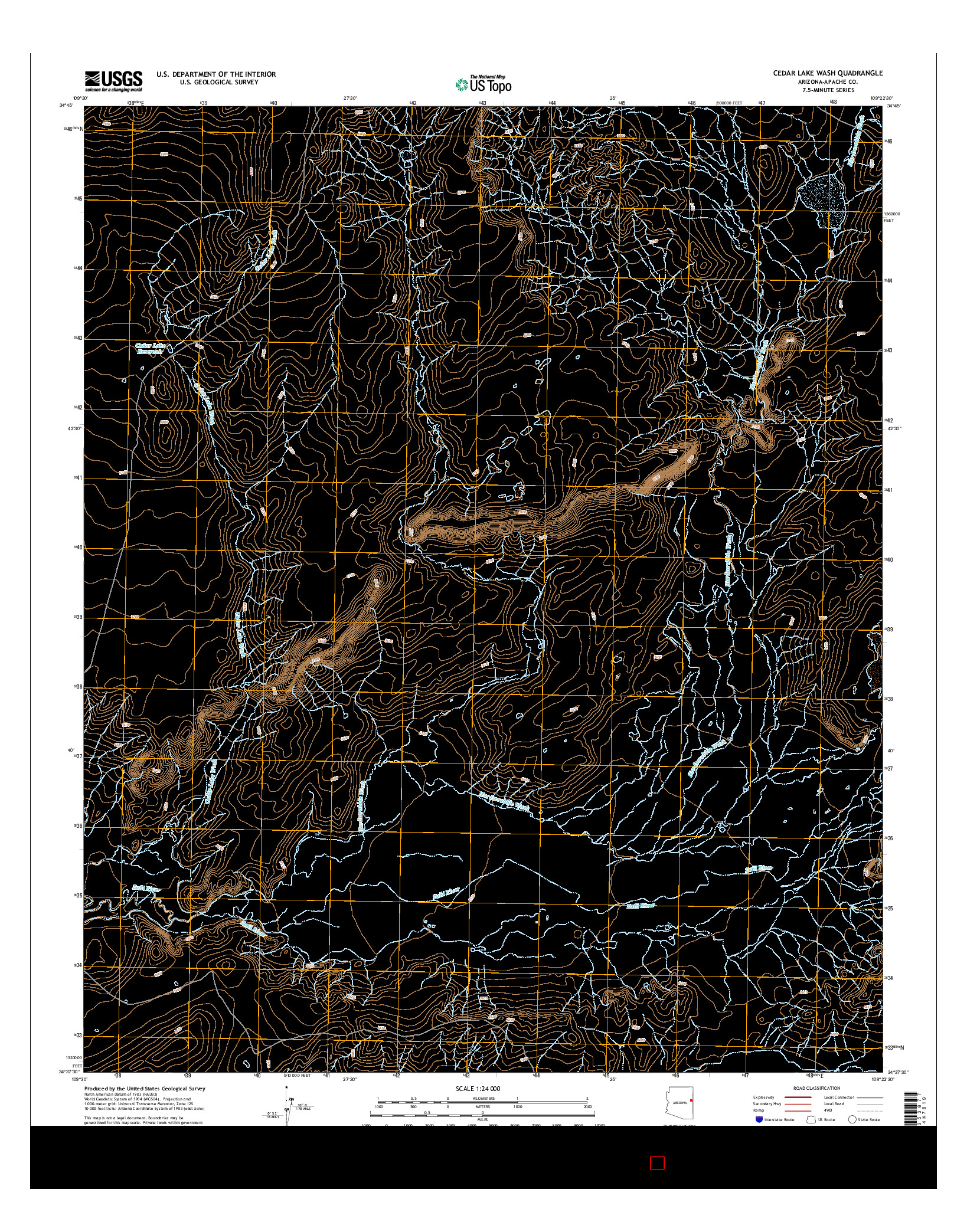 USGS US TOPO 7.5-MINUTE MAP FOR CEDAR LAKE WASH, AZ 2014
