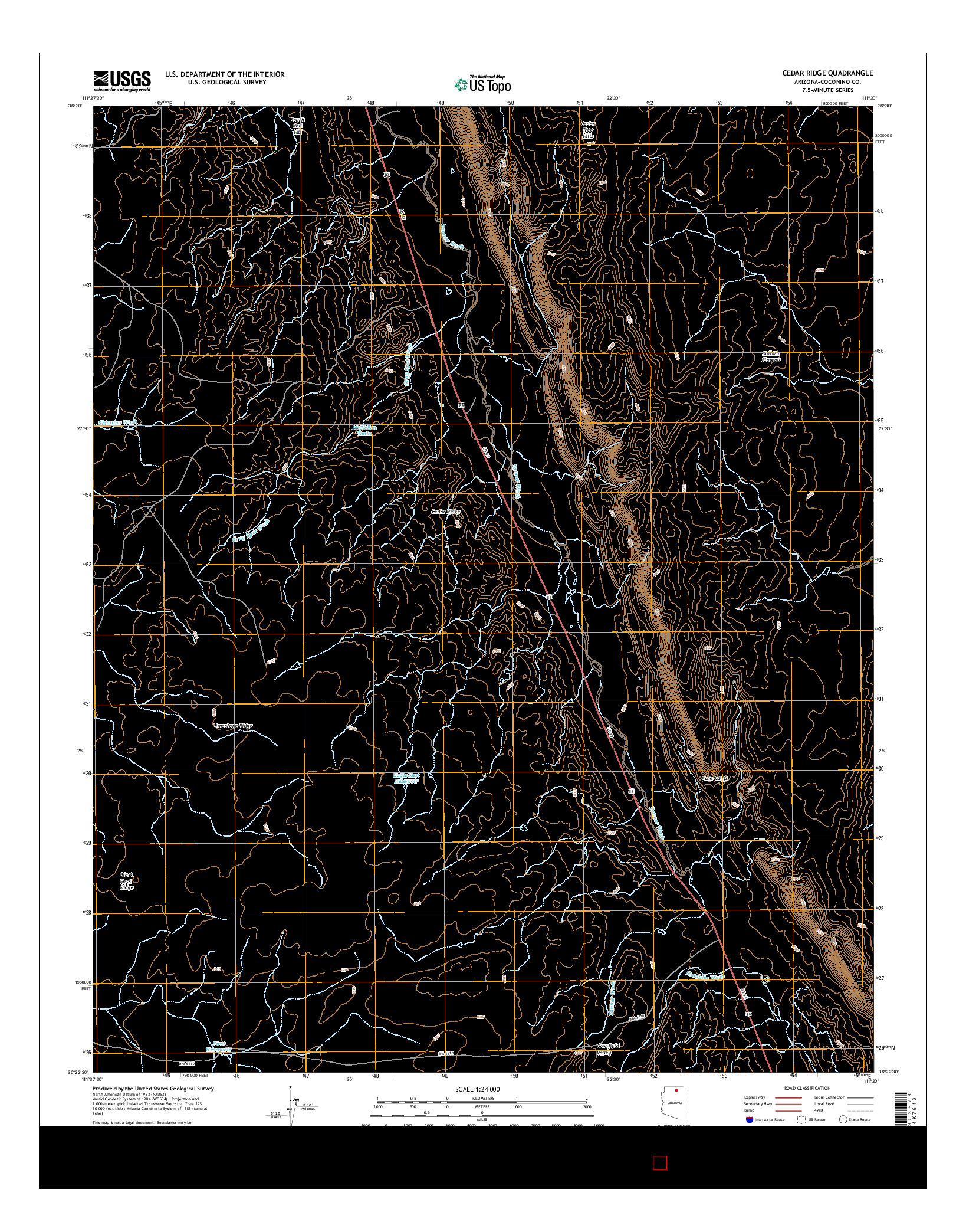 USGS US TOPO 7.5-MINUTE MAP FOR CEDAR RIDGE, AZ 2014