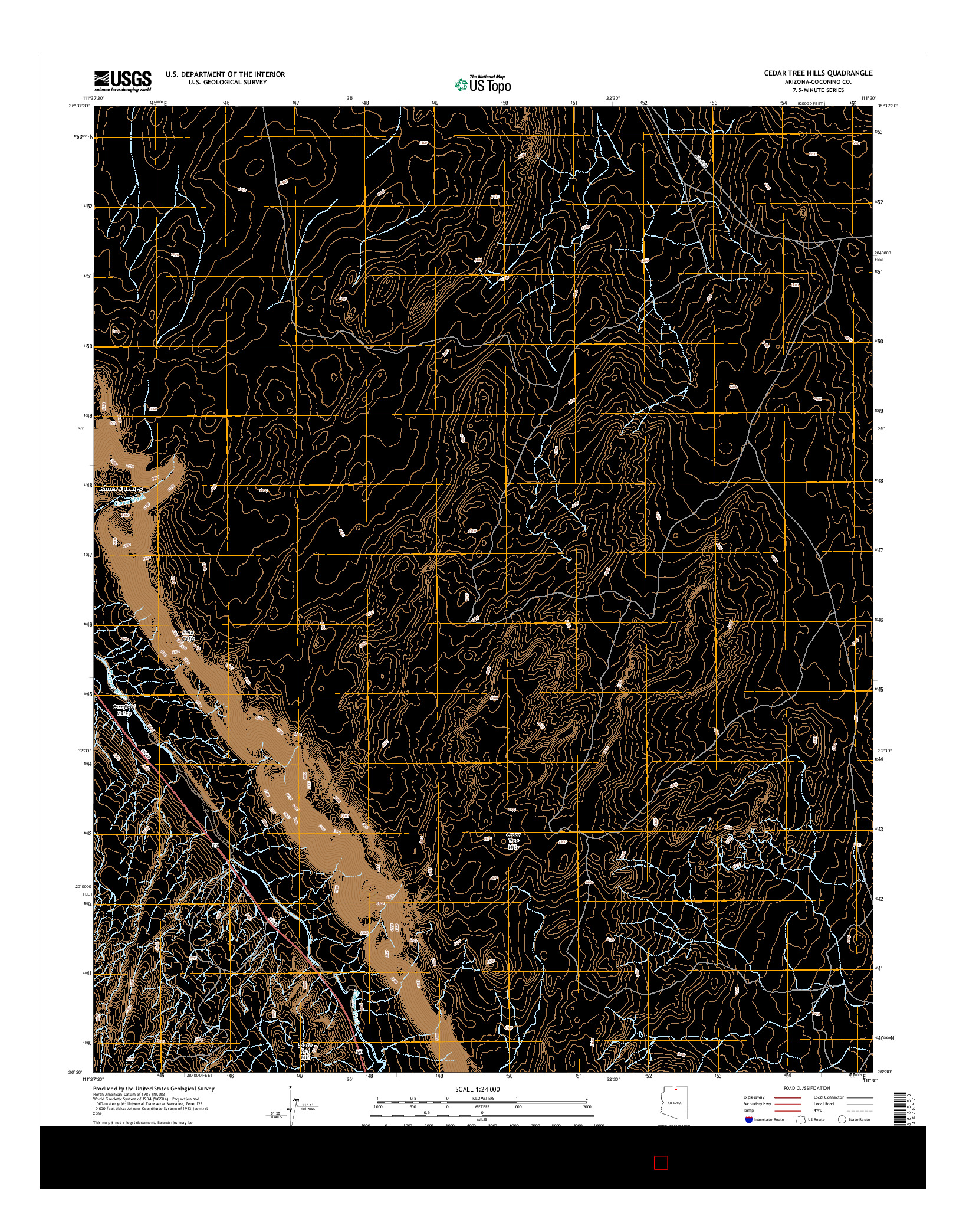USGS US TOPO 7.5-MINUTE MAP FOR CEDAR TREE HILLS, AZ 2014