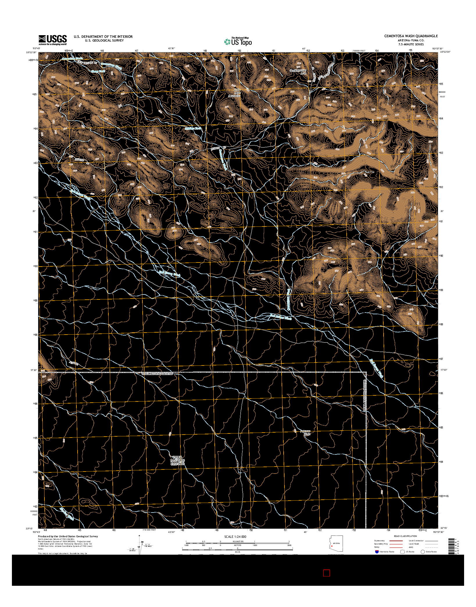 USGS US TOPO 7.5-MINUTE MAP FOR CEMENTOSA WASH, AZ 2014