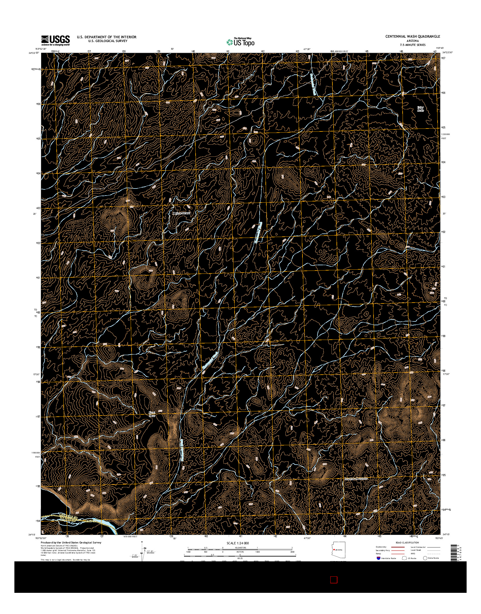 USGS US TOPO 7.5-MINUTE MAP FOR CENTENNIAL WASH, AZ 2014