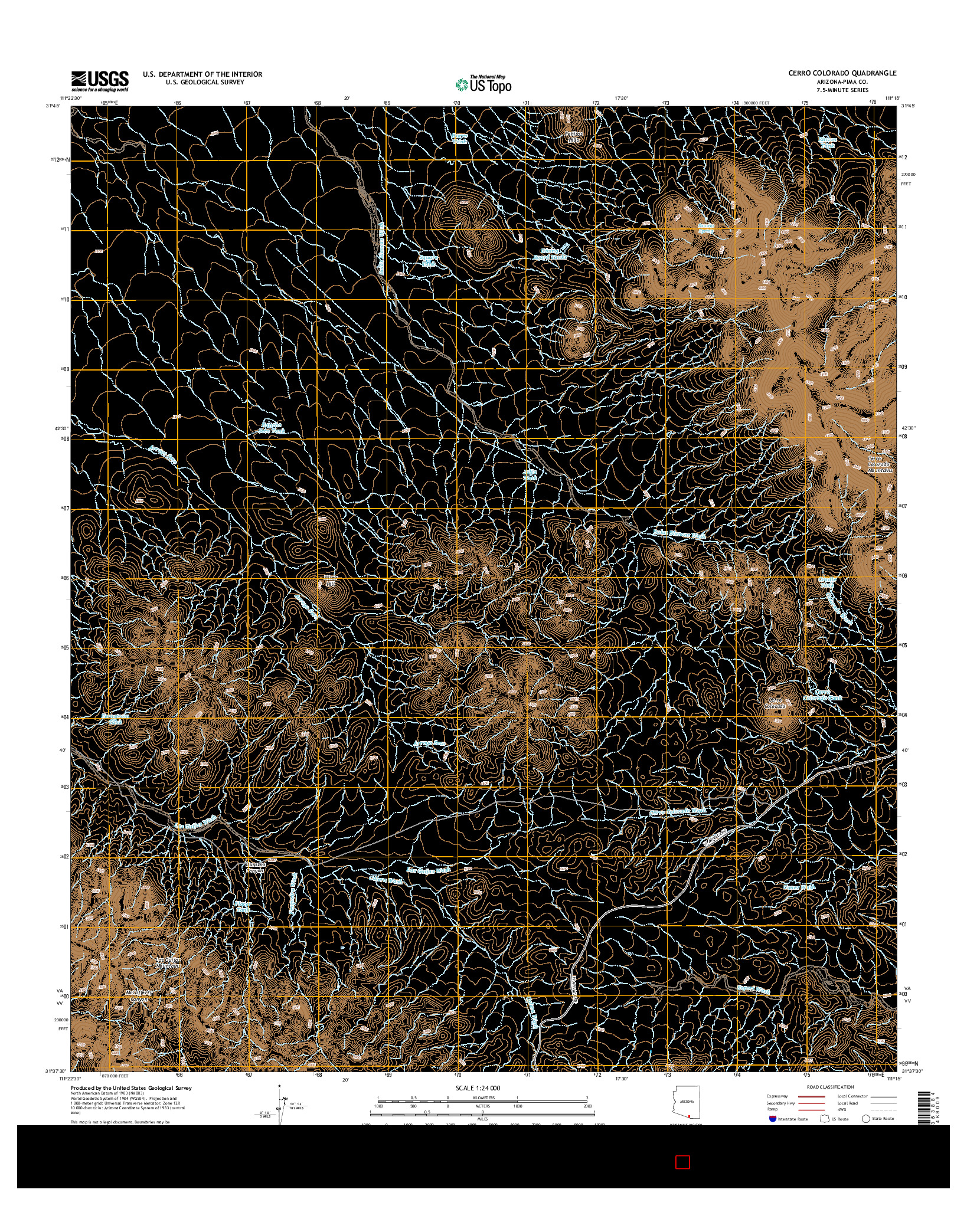 USGS US TOPO 7.5-MINUTE MAP FOR CERRO COLORADO, AZ 2014