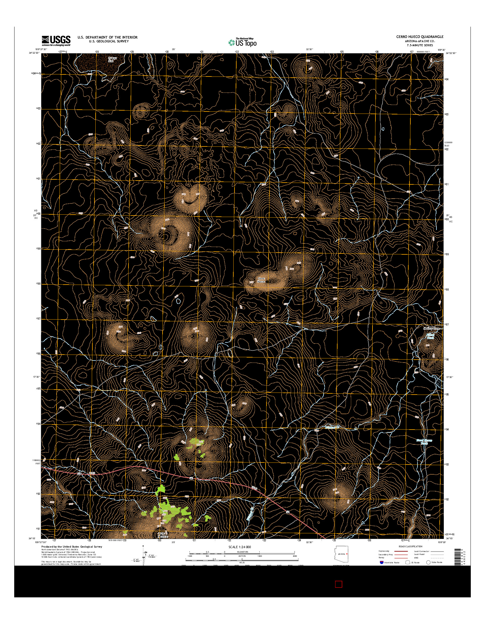 USGS US TOPO 7.5-MINUTE MAP FOR CERRO HUECO, AZ 2014