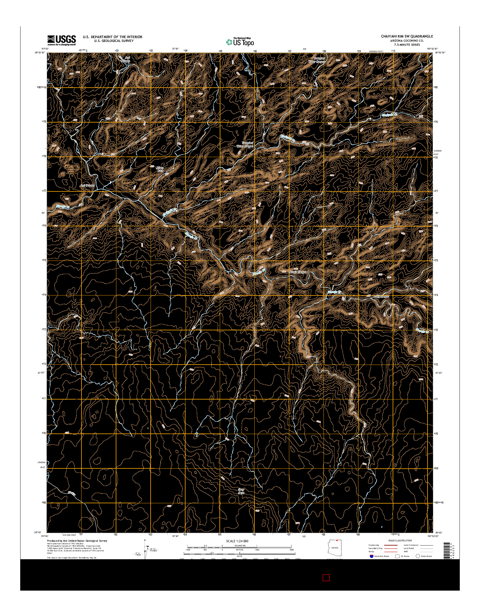 USGS US TOPO 7.5-MINUTE MAP FOR CHAIYAHI RIM SW, AZ 2014