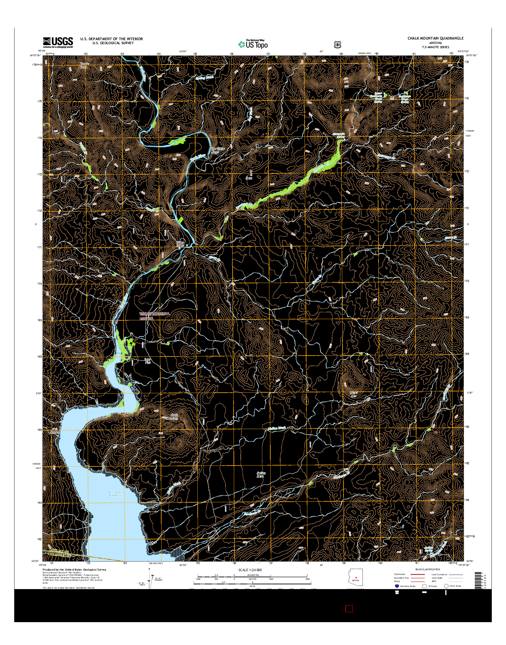 USGS US TOPO 7.5-MINUTE MAP FOR CHALK MOUNTAIN, AZ 2014