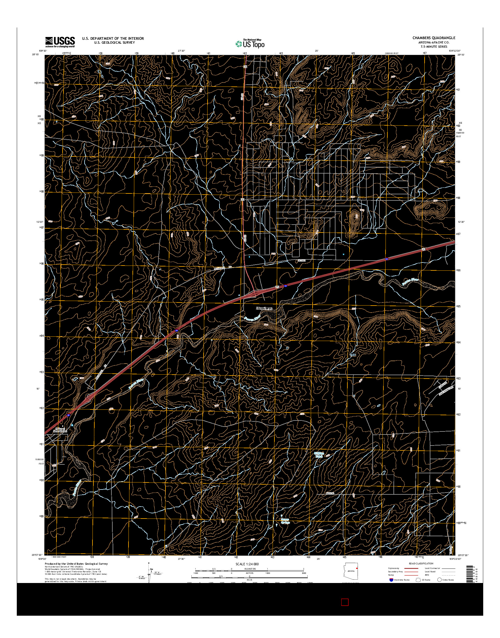 USGS US TOPO 7.5-MINUTE MAP FOR CHAMBERS, AZ 2014