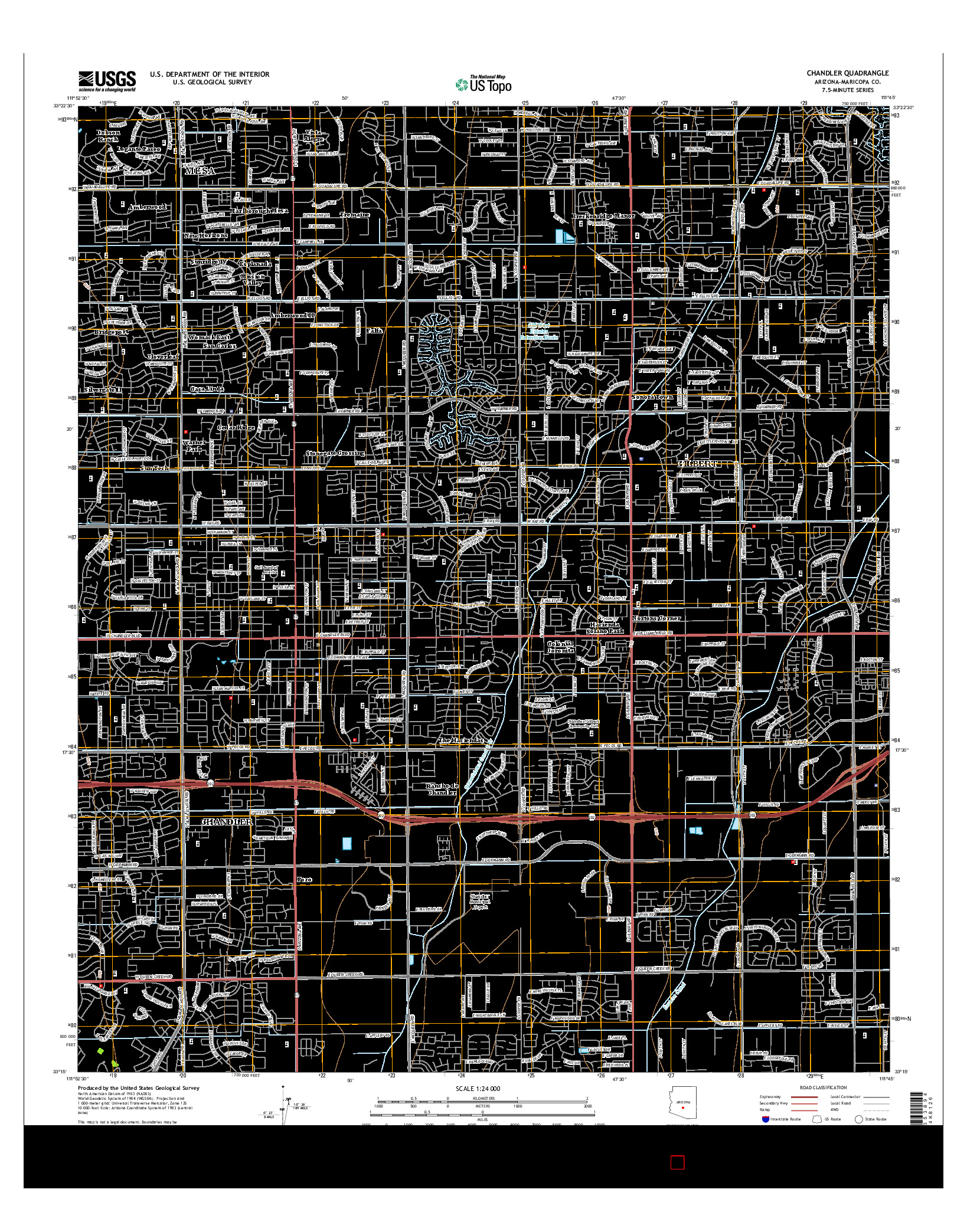 USGS US TOPO 7.5-MINUTE MAP FOR CHANDLER, AZ 2014