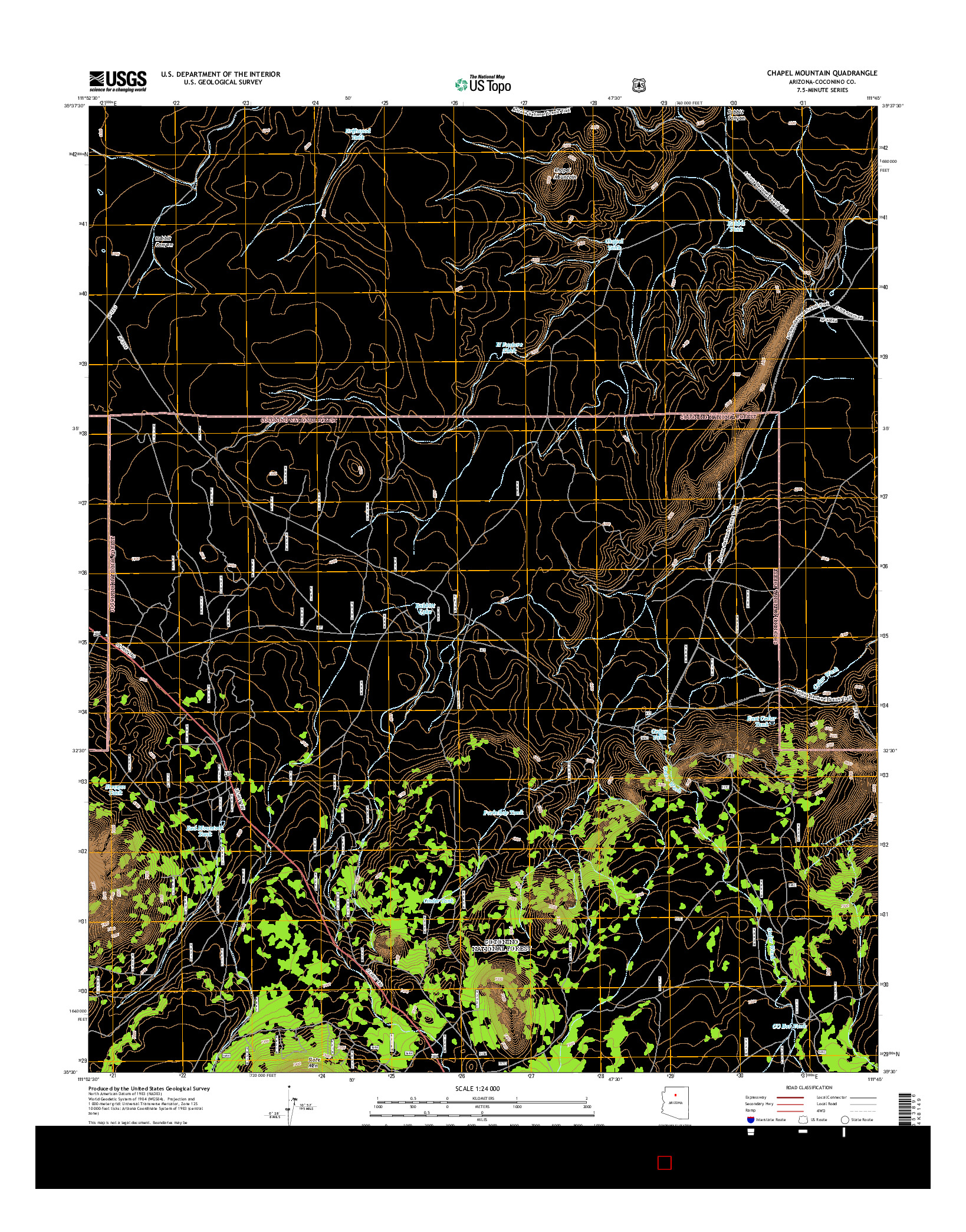 USGS US TOPO 7.5-MINUTE MAP FOR CHAPEL MOUNTAIN, AZ 2014