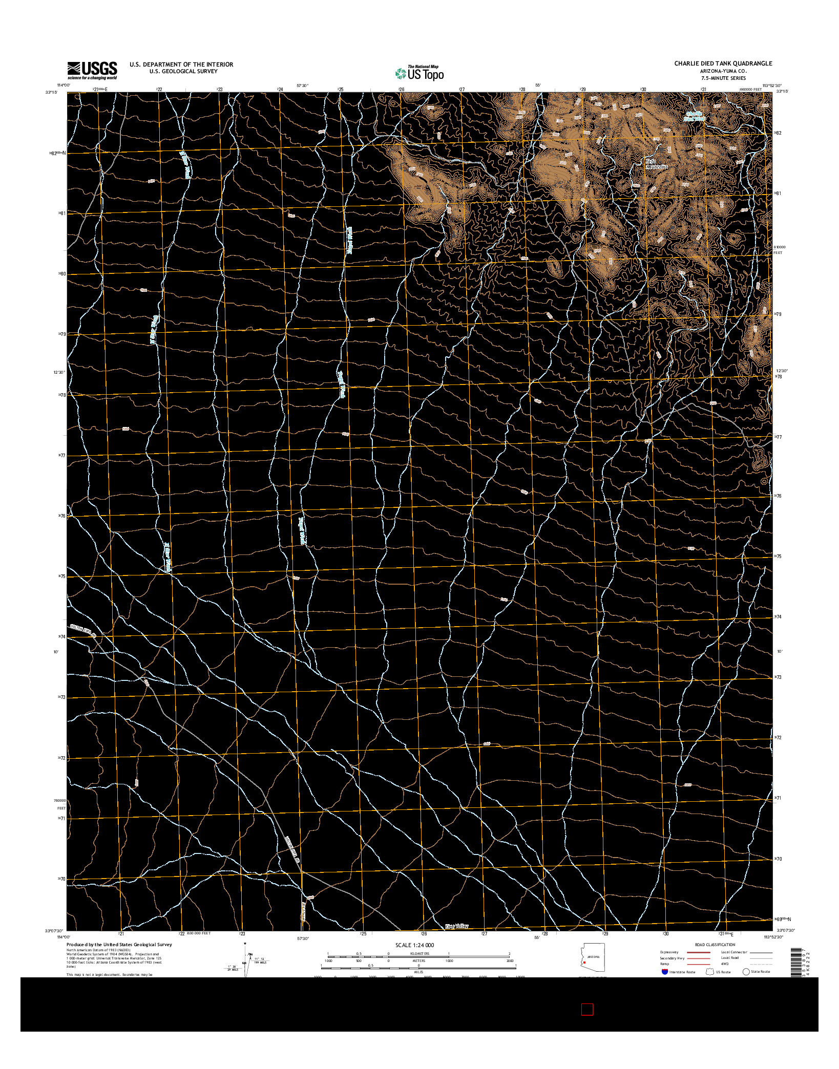 USGS US TOPO 7.5-MINUTE MAP FOR CHARLIE DIED TANK, AZ 2014