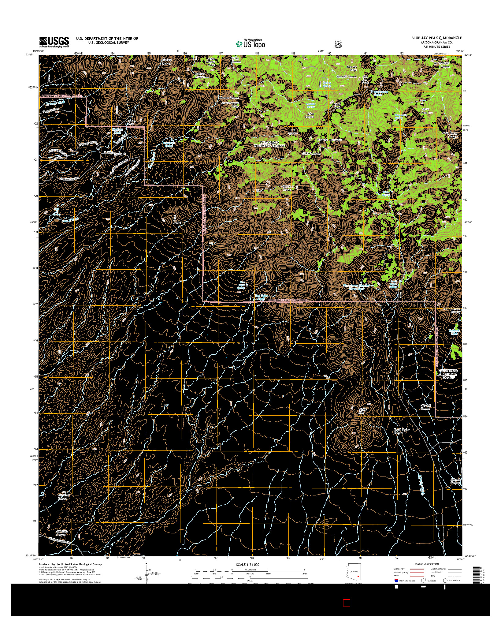 USGS US TOPO 7.5-MINUTE MAP FOR BLUE JAY PEAK, AZ 2014