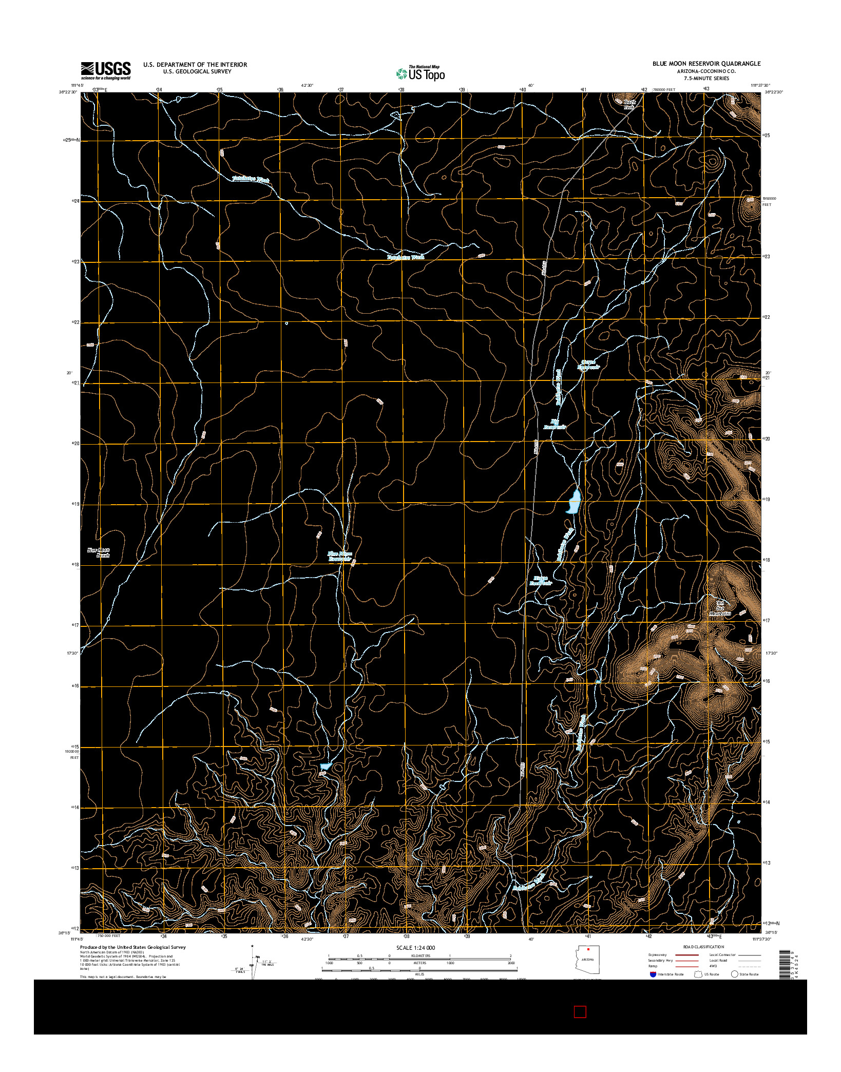 USGS US TOPO 7.5-MINUTE MAP FOR BLUE MOON RESERVOIR, AZ 2014