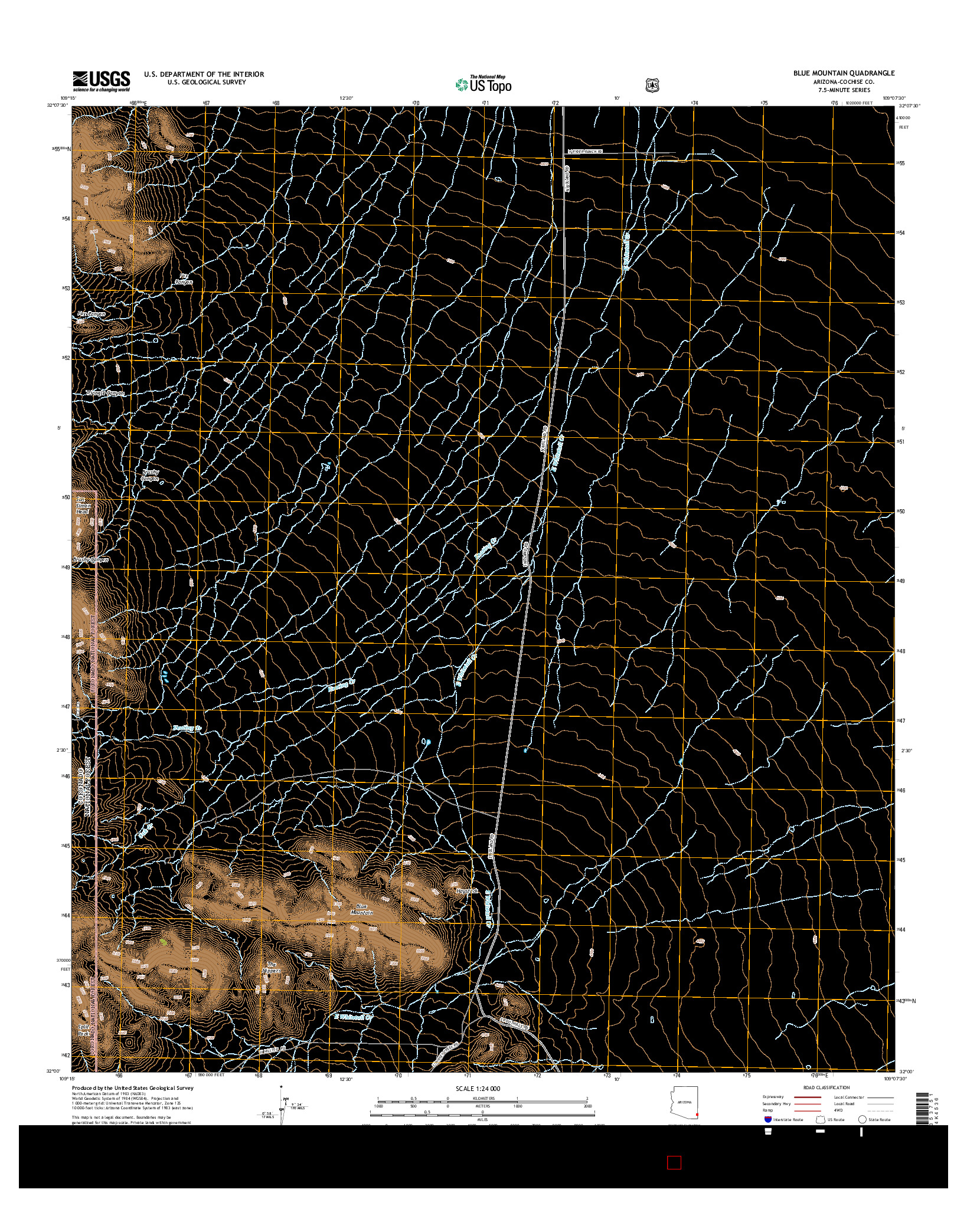 USGS US TOPO 7.5-MINUTE MAP FOR BLUE MOUNTAIN, AZ 2014