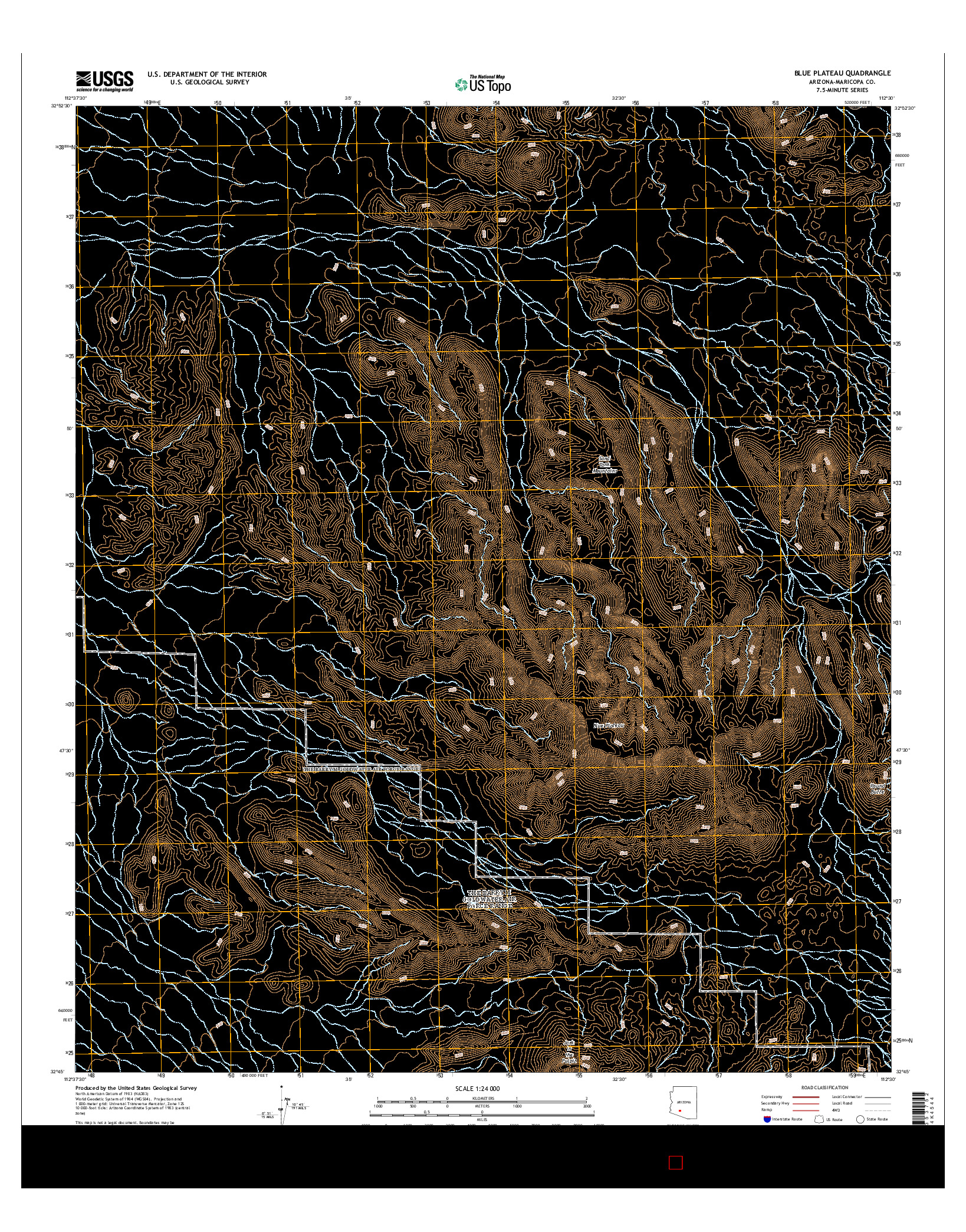 USGS US TOPO 7.5-MINUTE MAP FOR BLUE PLATEAU, AZ 2014