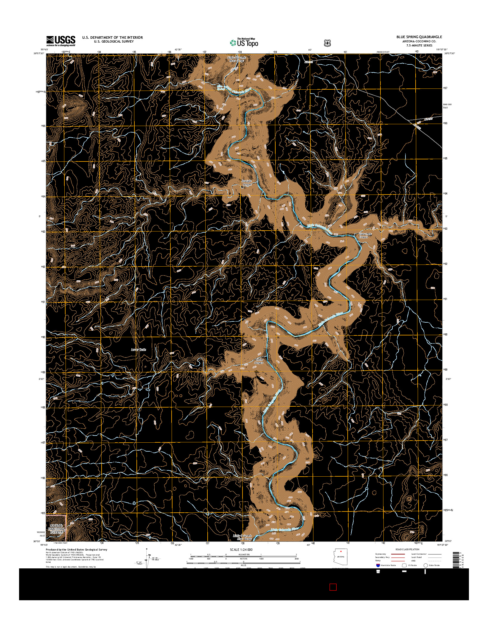 USGS US TOPO 7.5-MINUTE MAP FOR BLUE SPRING, AZ 2014